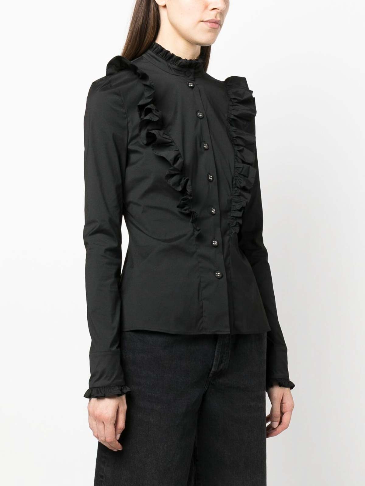 Shop Philosophy Di Lorenzo Serafini Ruffled Shirt In Black