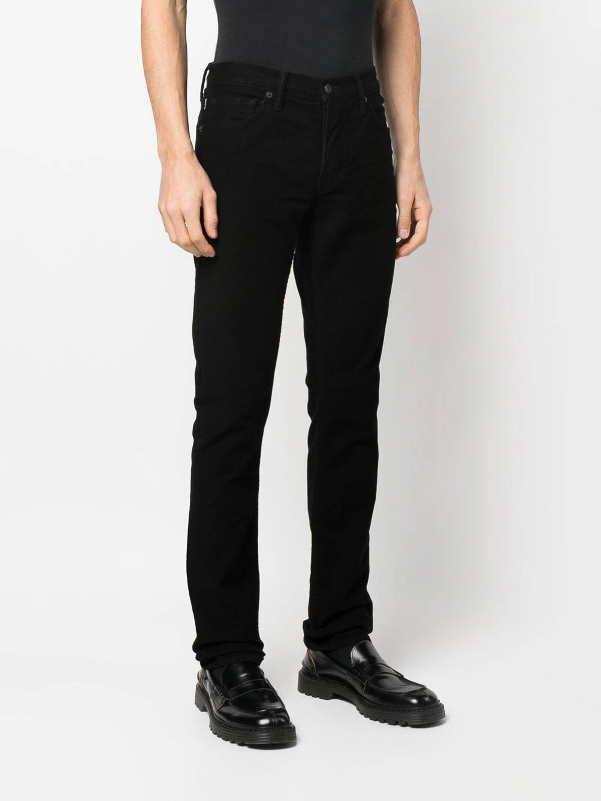 Trousers Shorts Tom Ford - Jet black slim-cut leg trousers ...