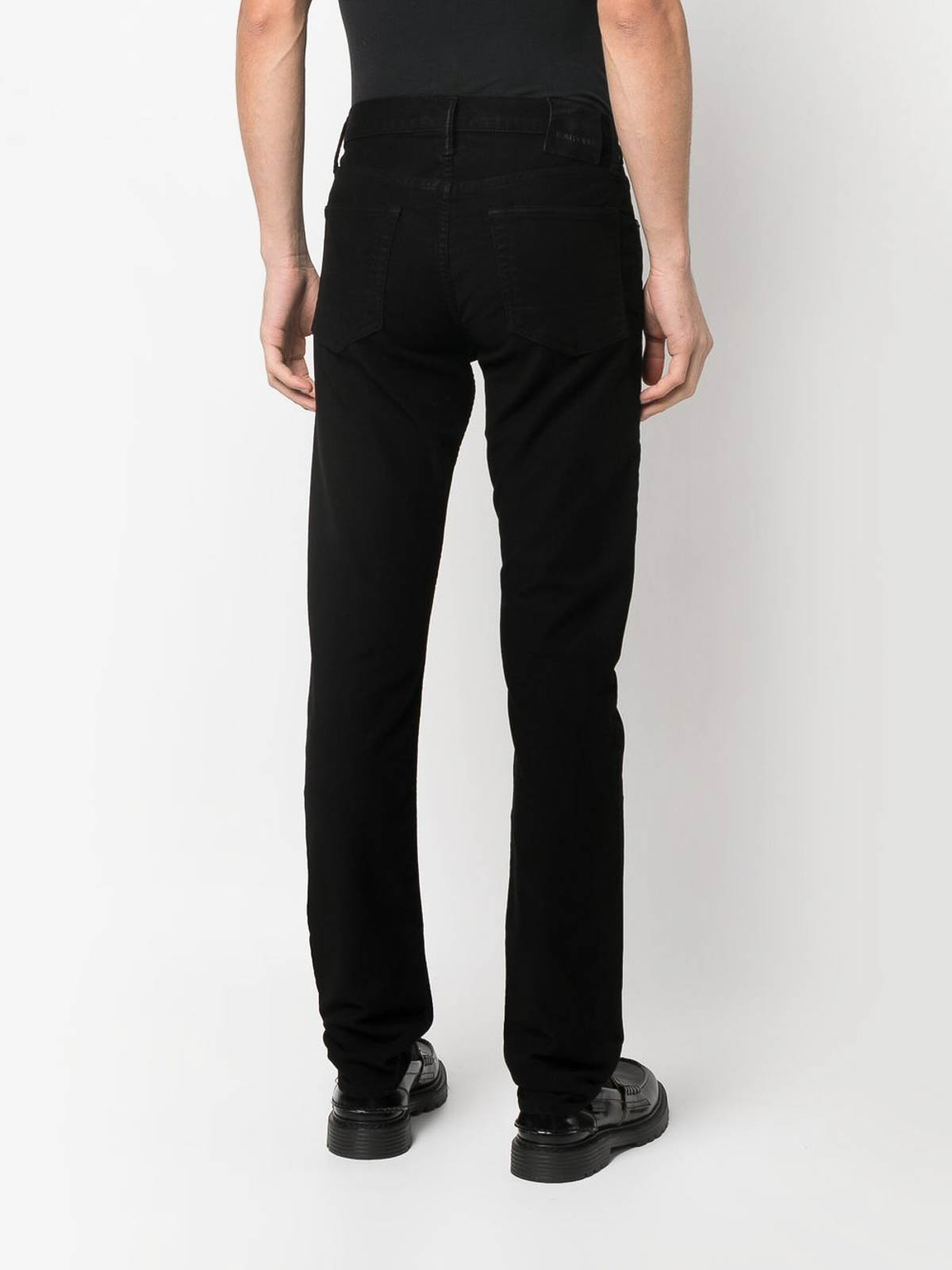 Trousers Shorts Tom Ford - Jet black slim-cut leg trousers ...