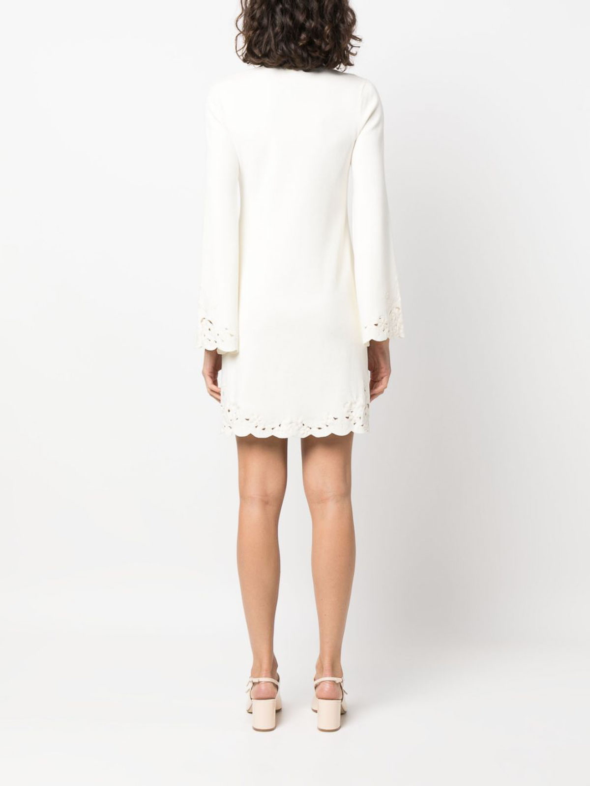 Twinset Short Linen Blend Dress With Embroidery