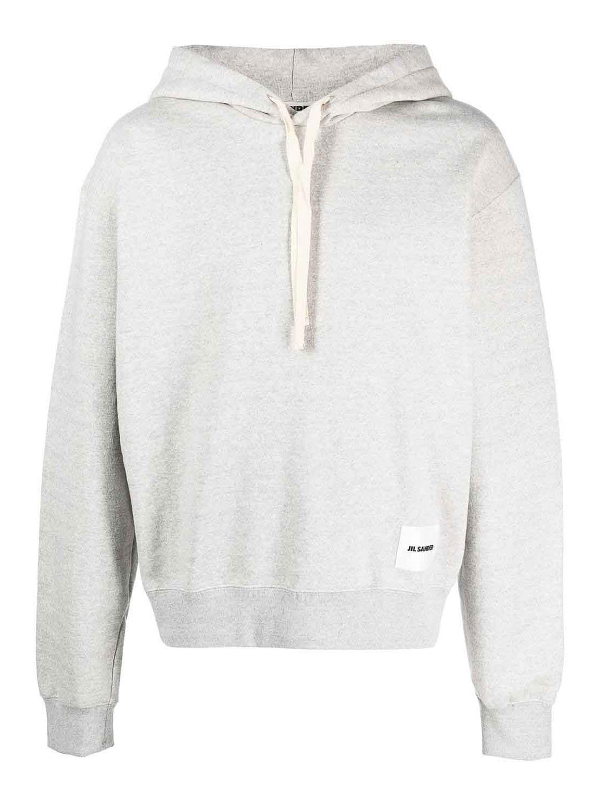 Jil Sander Drop-shoulder Drawstring Hoodie In Grey