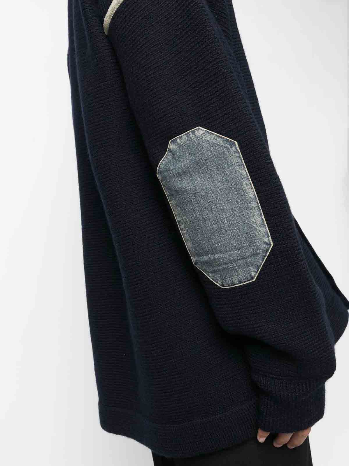 Shop Maison Margiela Elbow-patch Cardigan In Blue