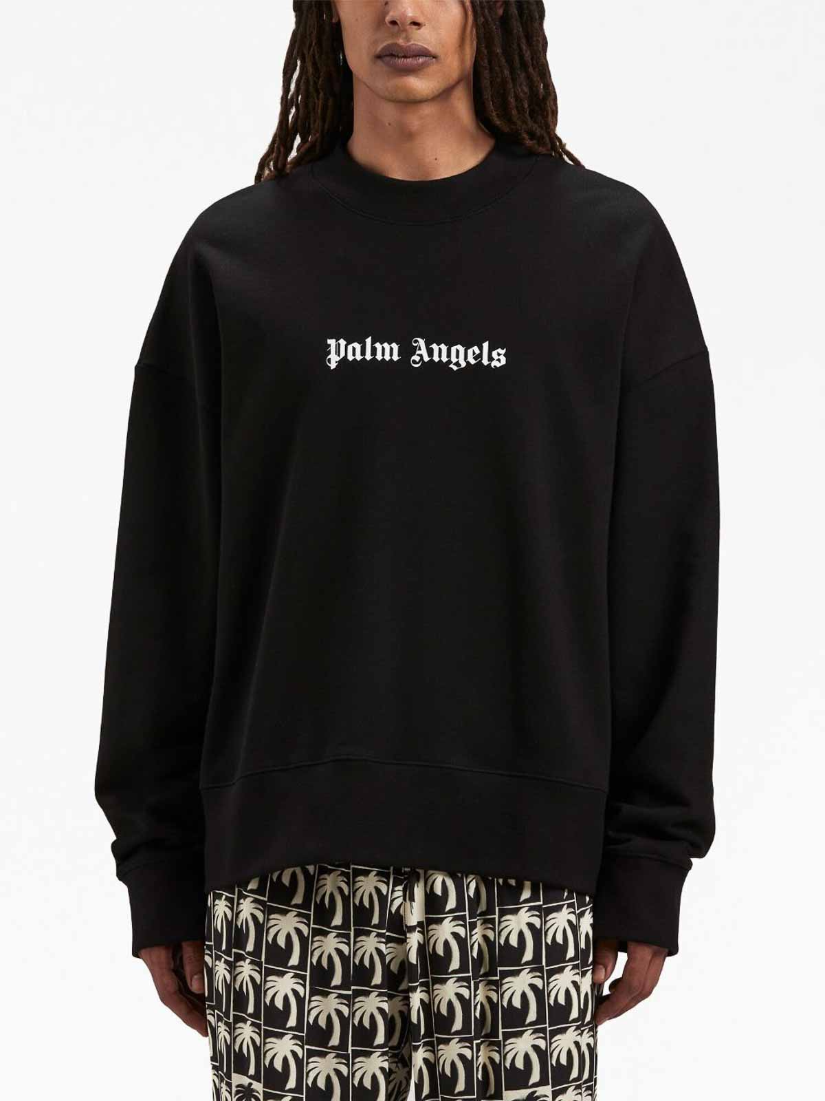 Shop Palm Angels Suéter Cuello Redondo - Blanco In Negro