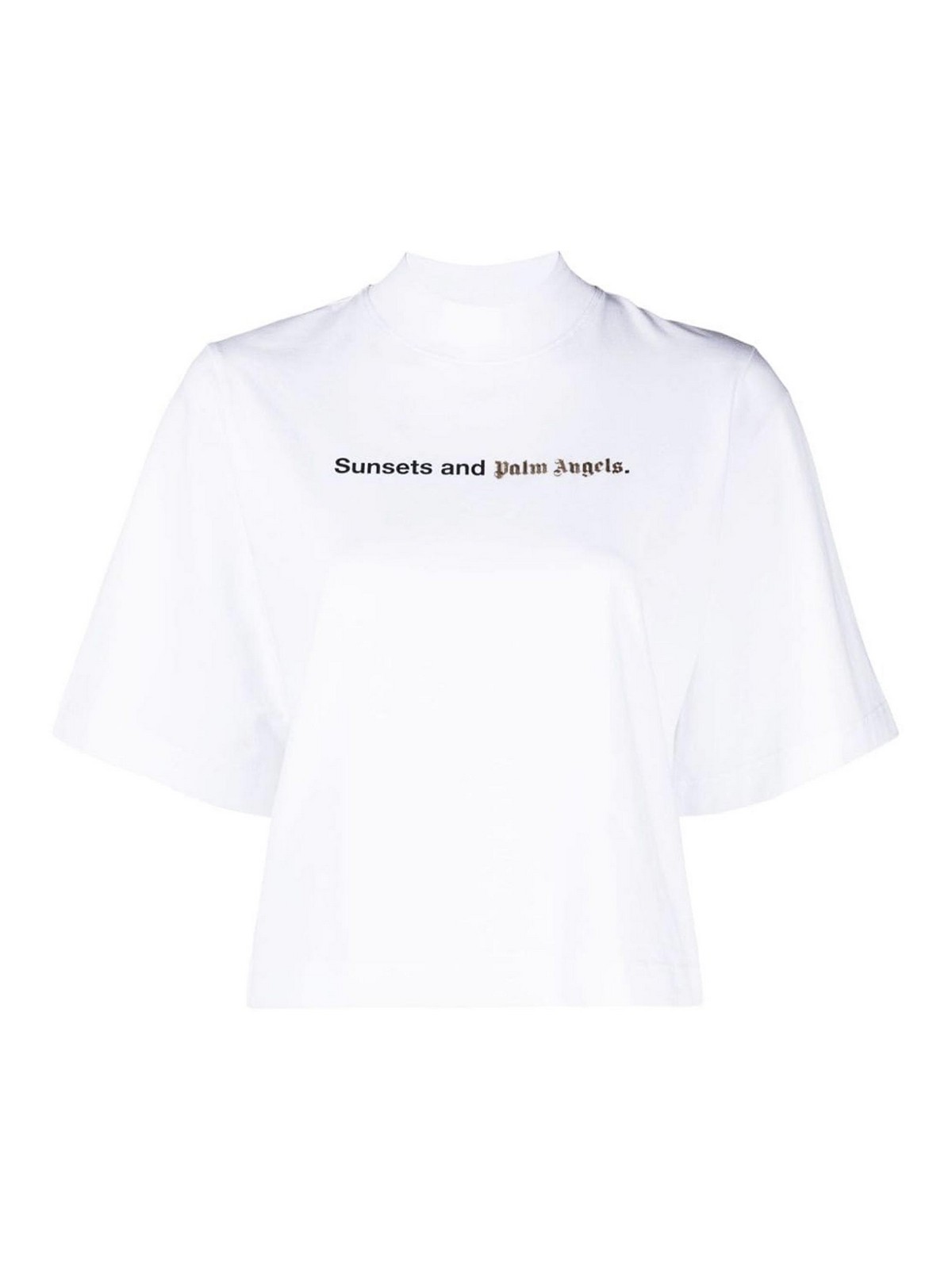 Palm Angels White Sunsets-print Jersey T-shirt In Black