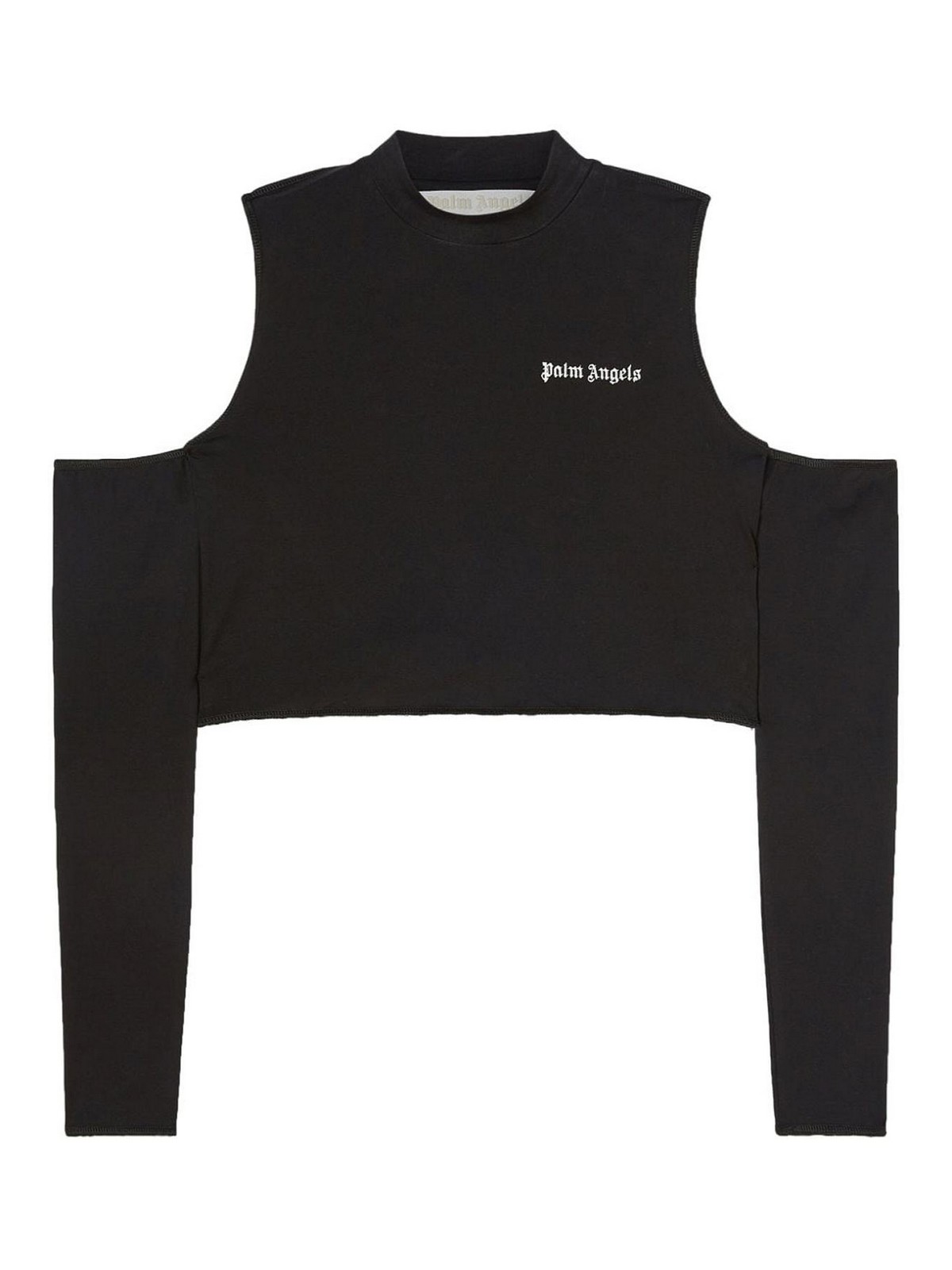 Shop Palm Angels Logo-print Cut-out Top In Black