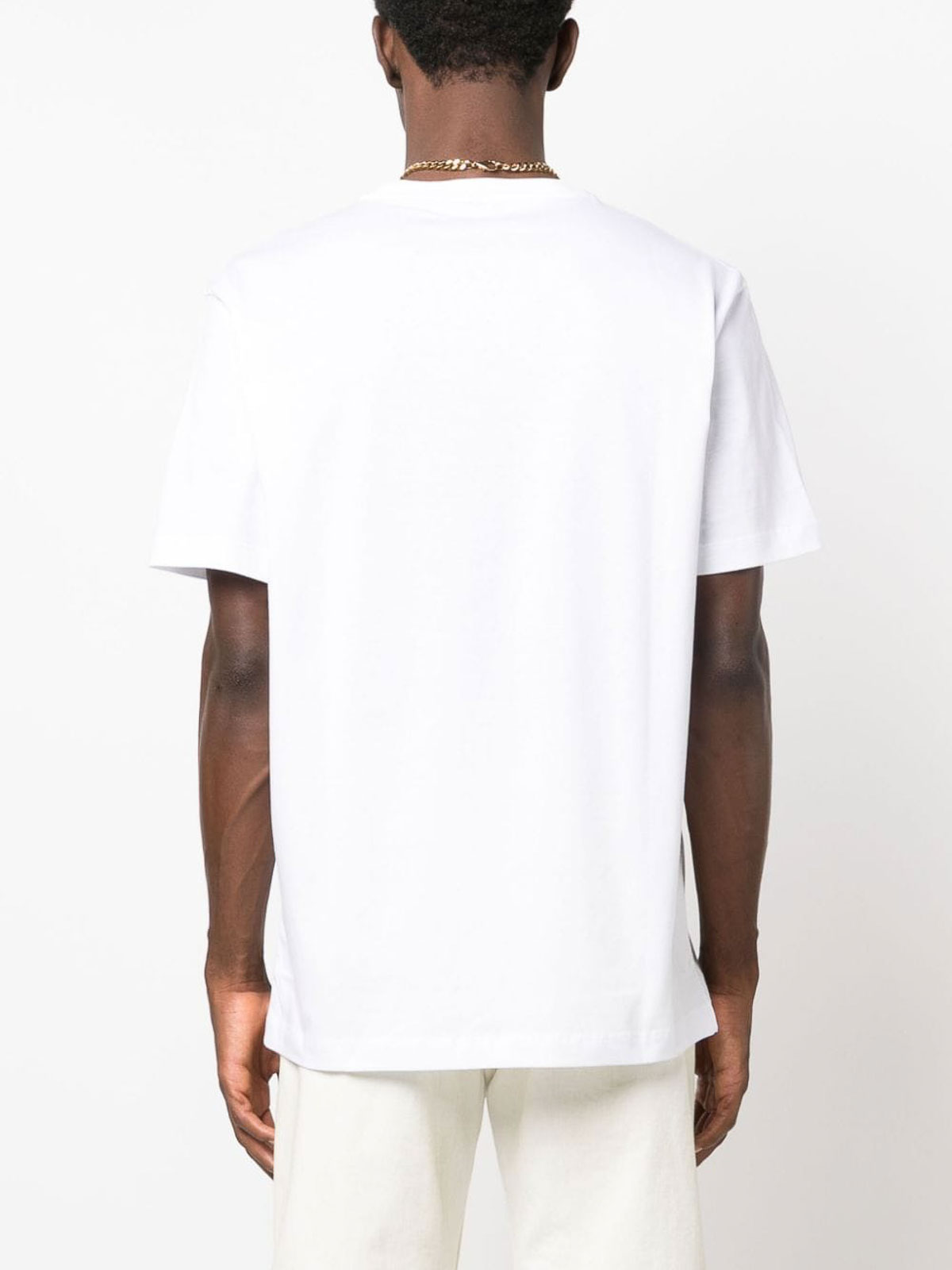 Shop Versace Logo-embroidered T-shirt In Blanco