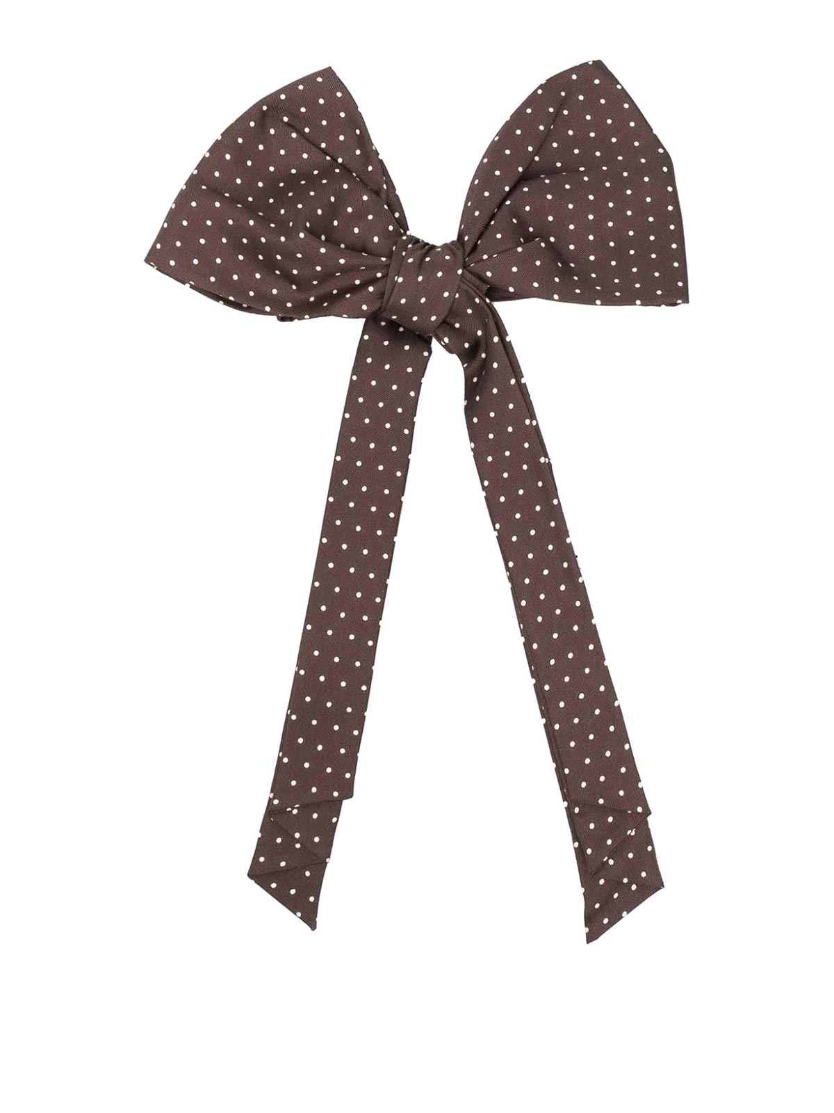 Etro Polka-dot Print Silk Bow Tie In Brown