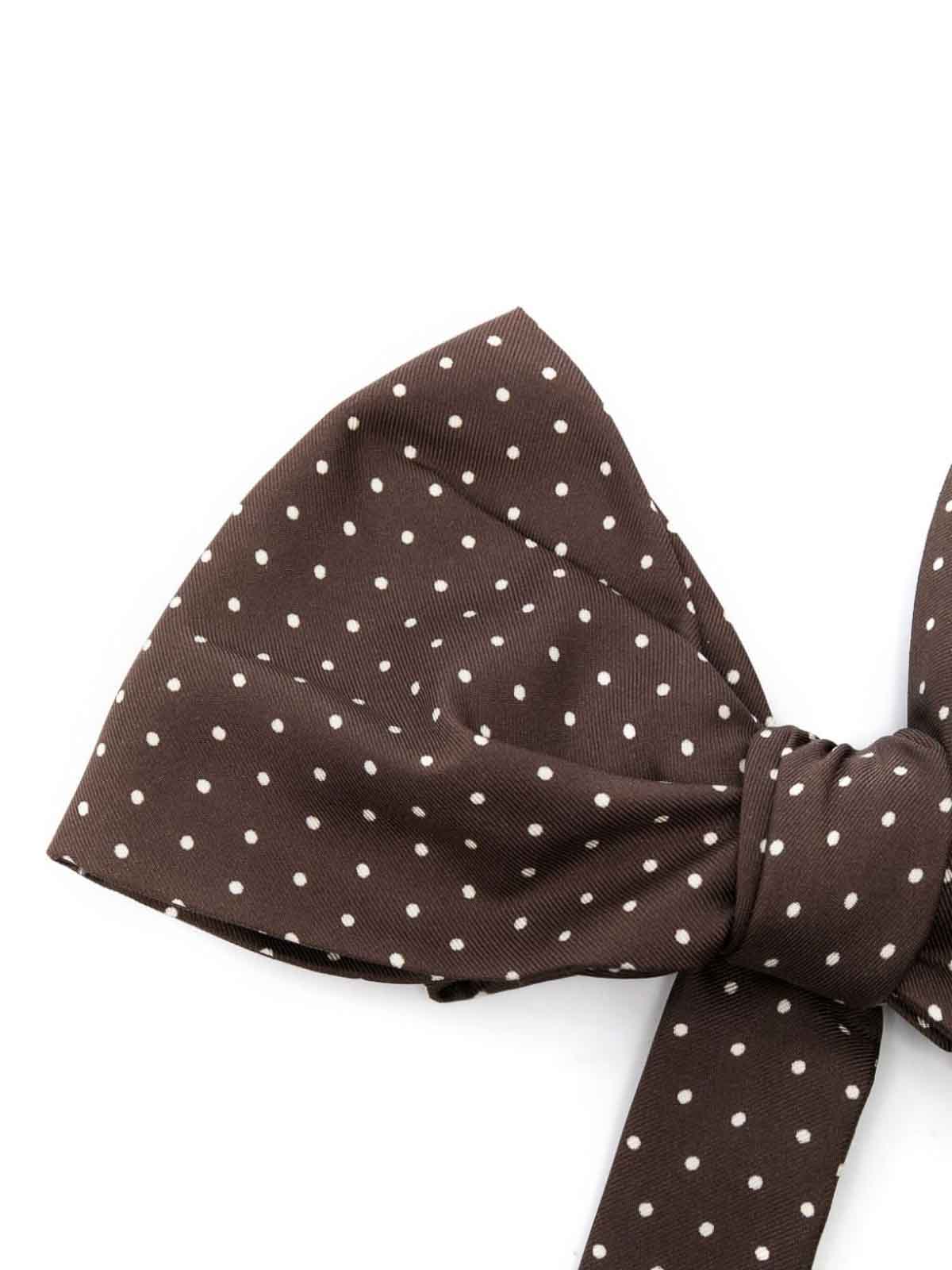Shop Etro Polka- Dot Bow Tie In Brown