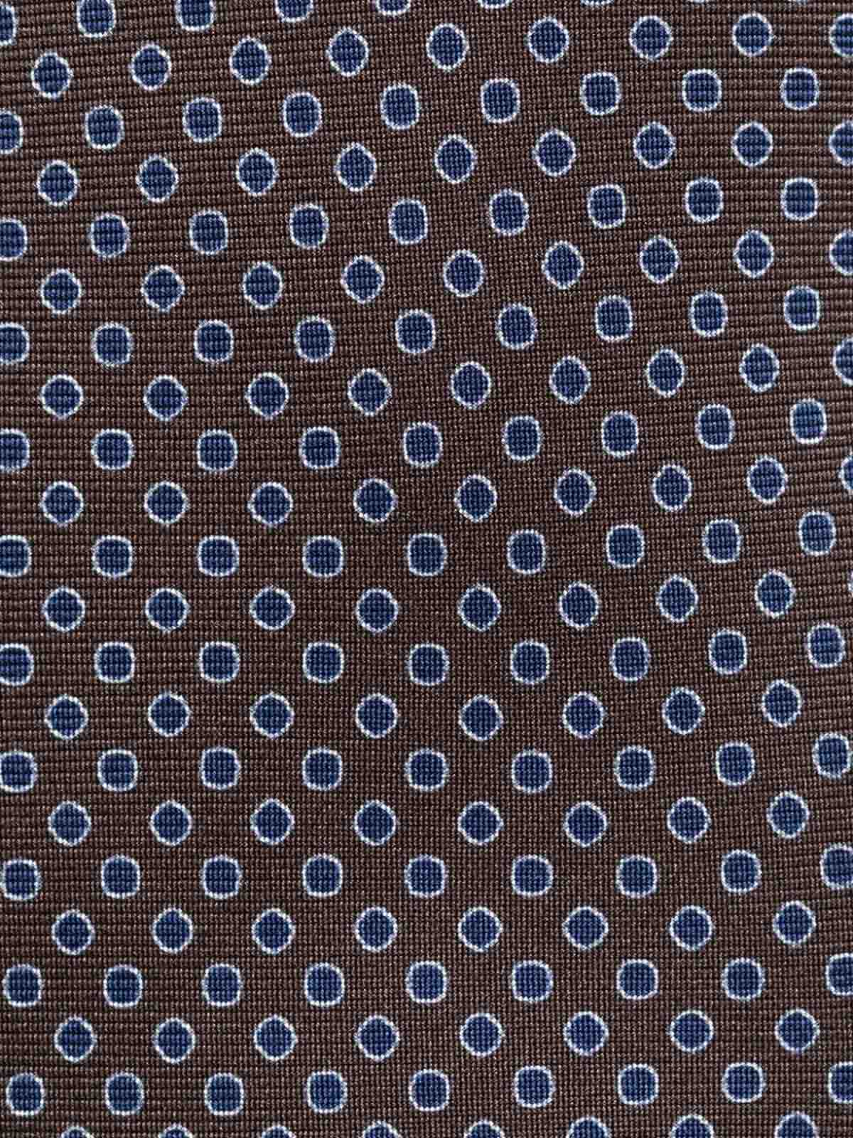 Shop Corneliani Brown Dot-pattern Silk Tie.