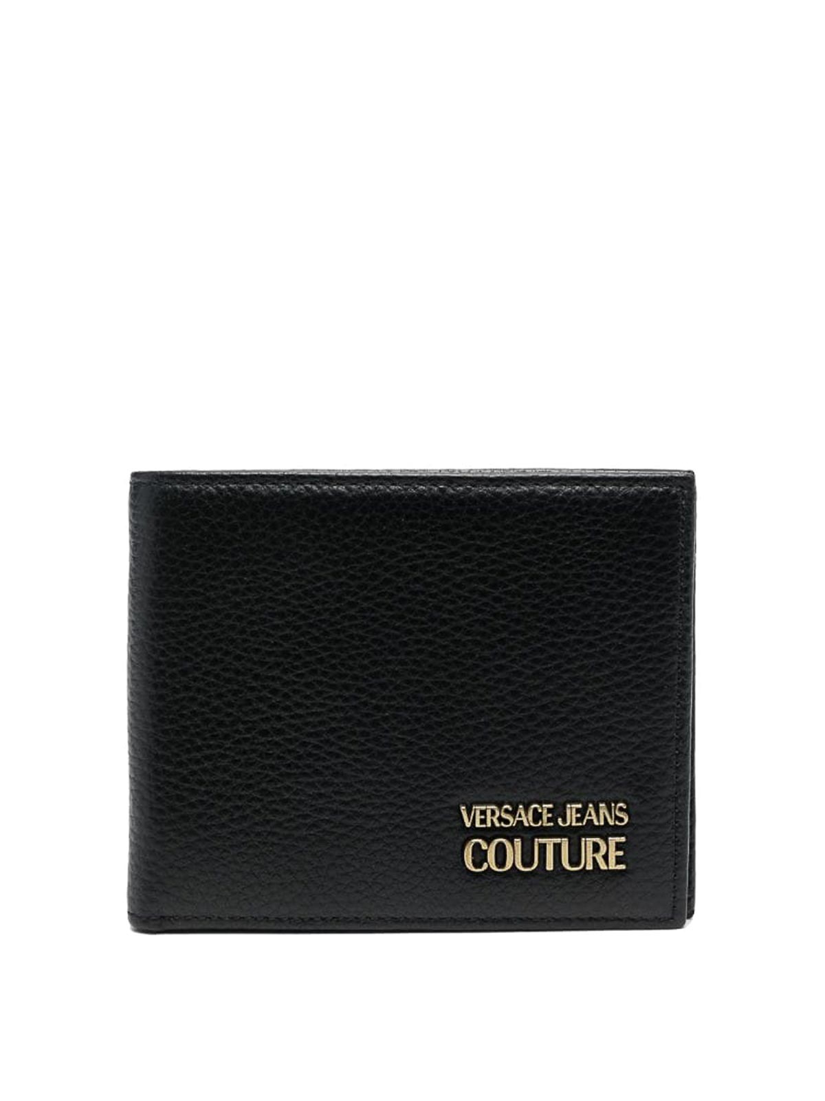 Shop Versace Jeans Couture Logo Plaque Wallet In Black