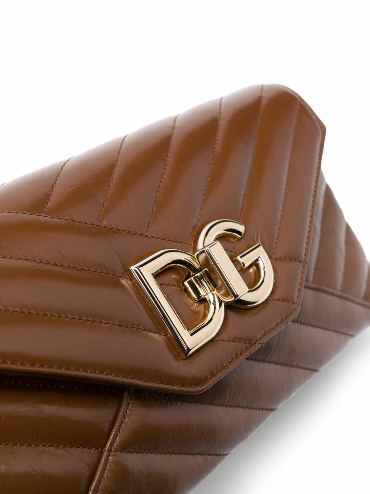 Shop Dolce & Gabbana Lop Quilted Leather Bag In Beige