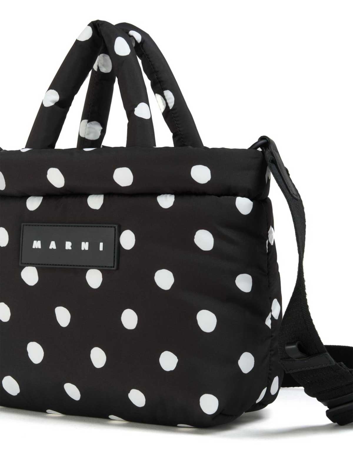 Polka Dots Medium Logo Tote Bag in Black - Marni