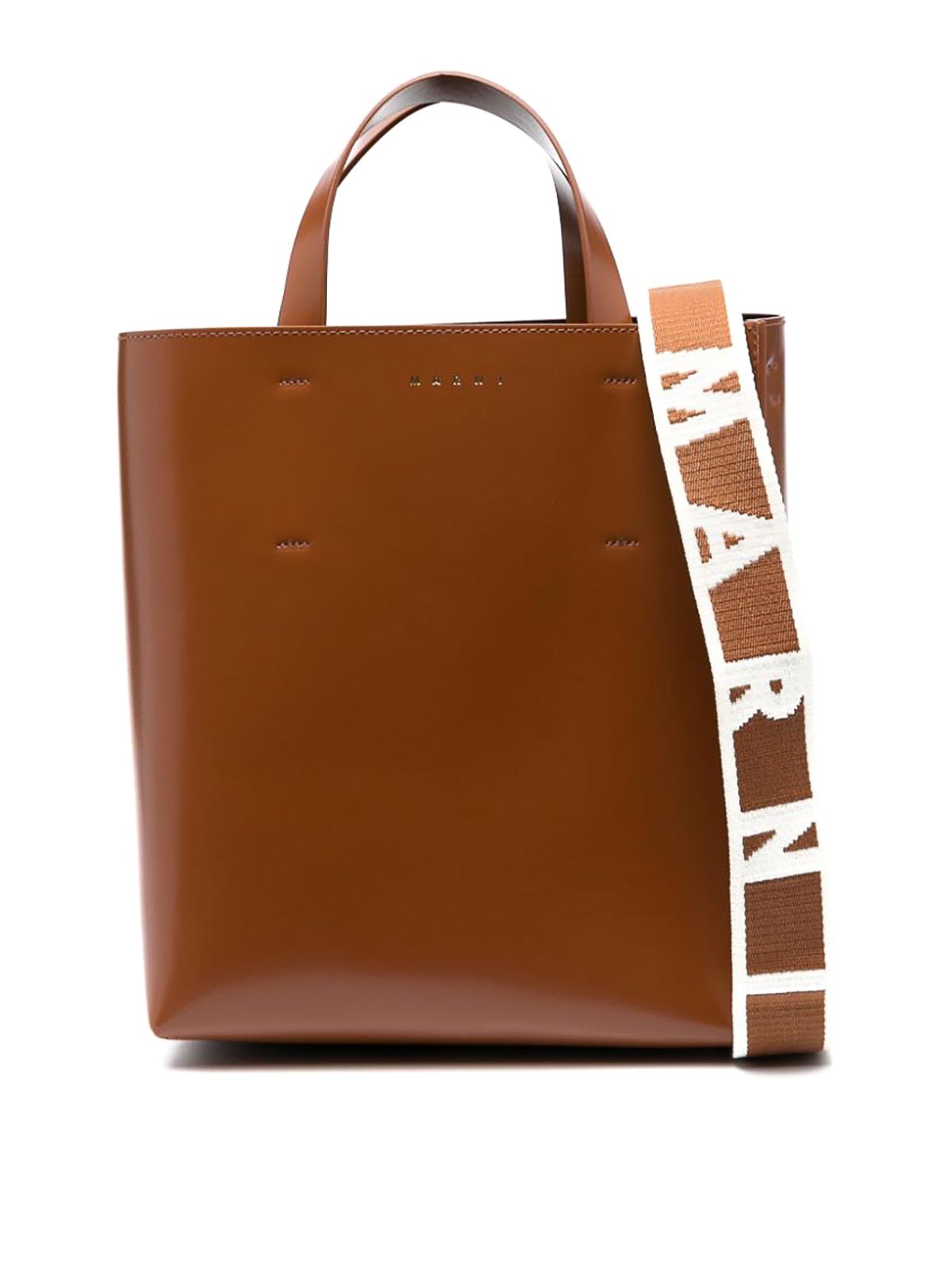 Marni Small Museo Leather Tote In Brown