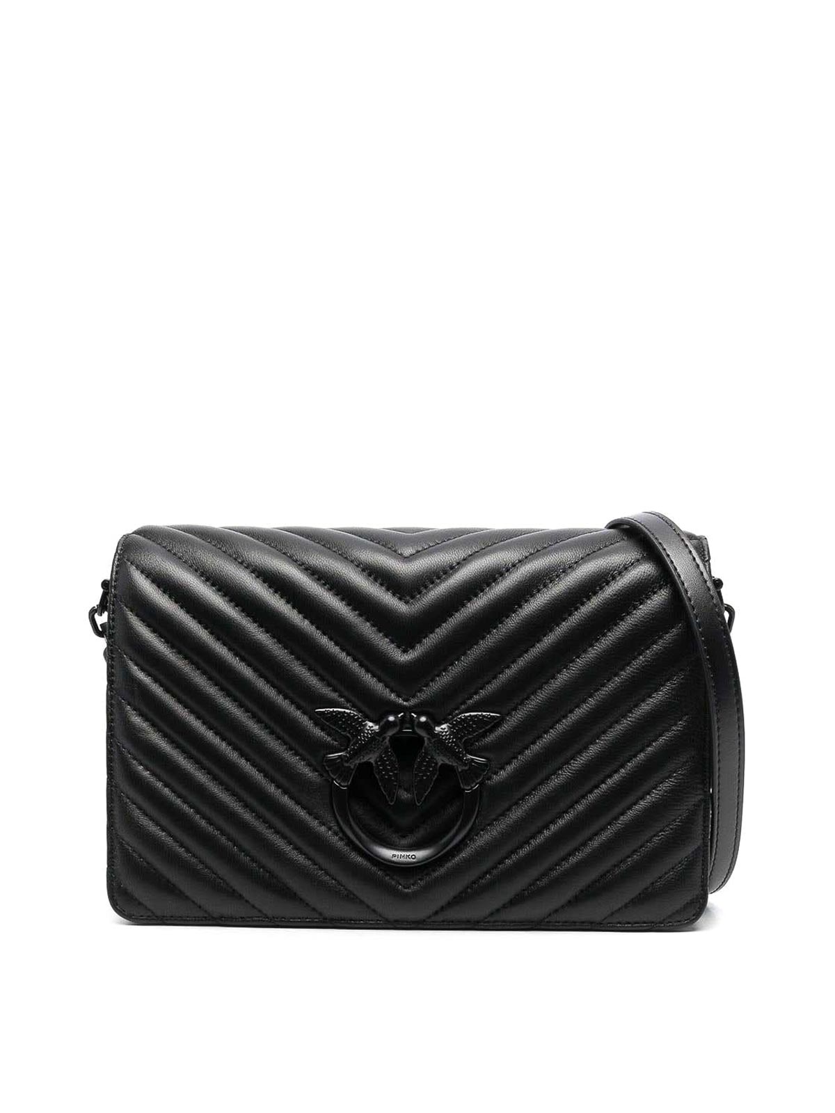 Pinko Love Quilted Crossbody In Black