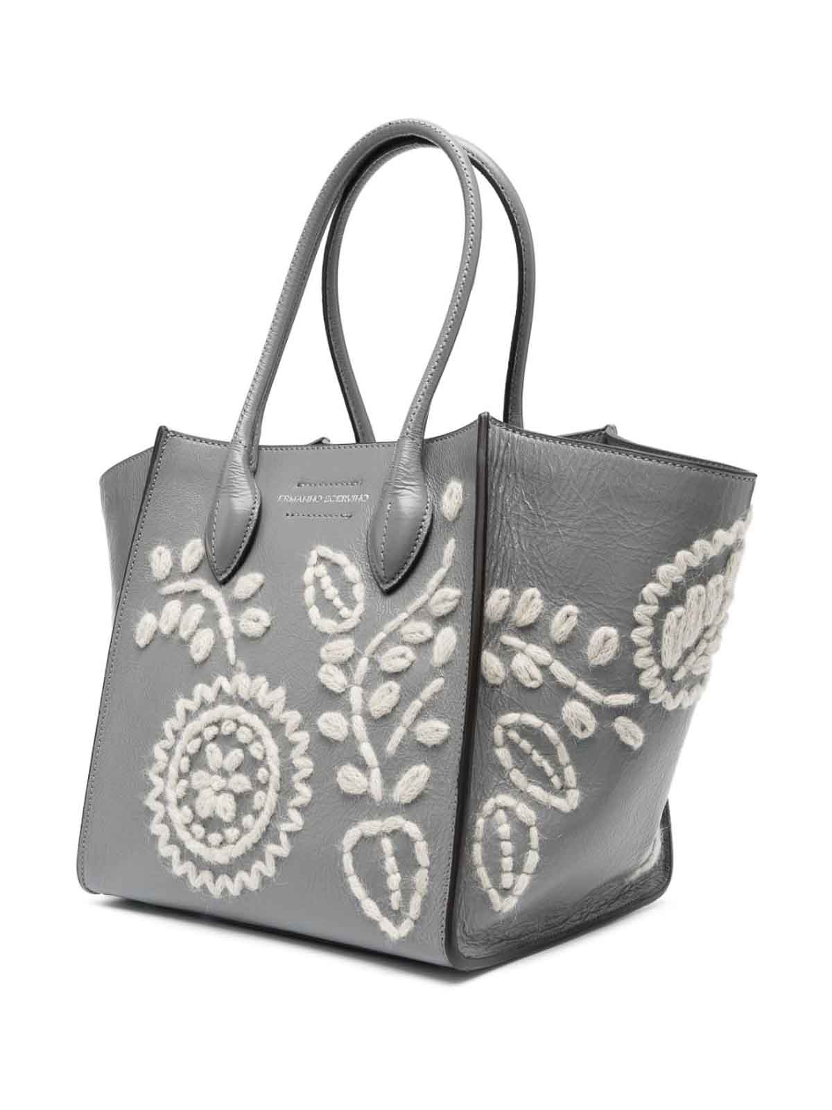 Ermanno Scervino Embroidered tote bag - Silver|D433S354RMIW73911