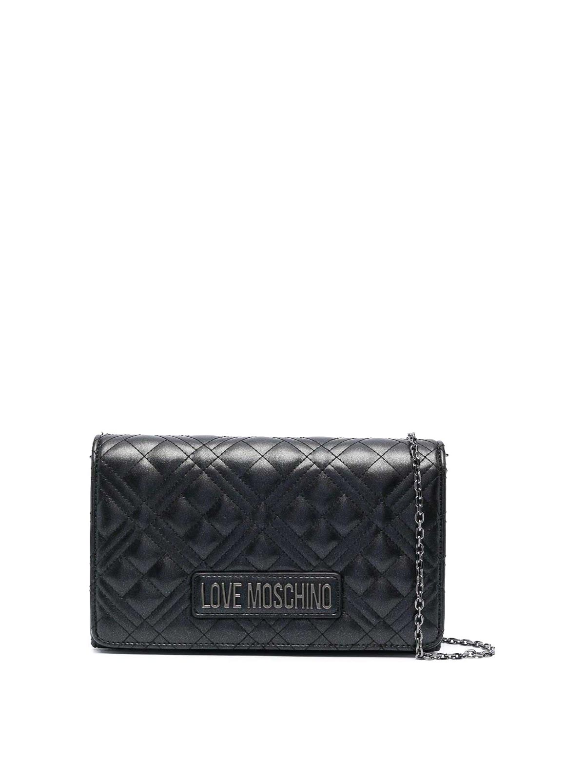 Love Moschino Logo-lettering Quilted Crossbody Bag In Black
