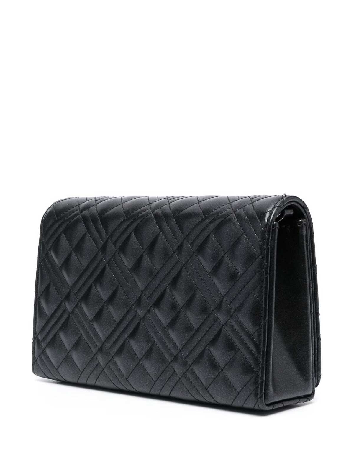Shop Love Moschino Quilted Crossbody Bag In Black