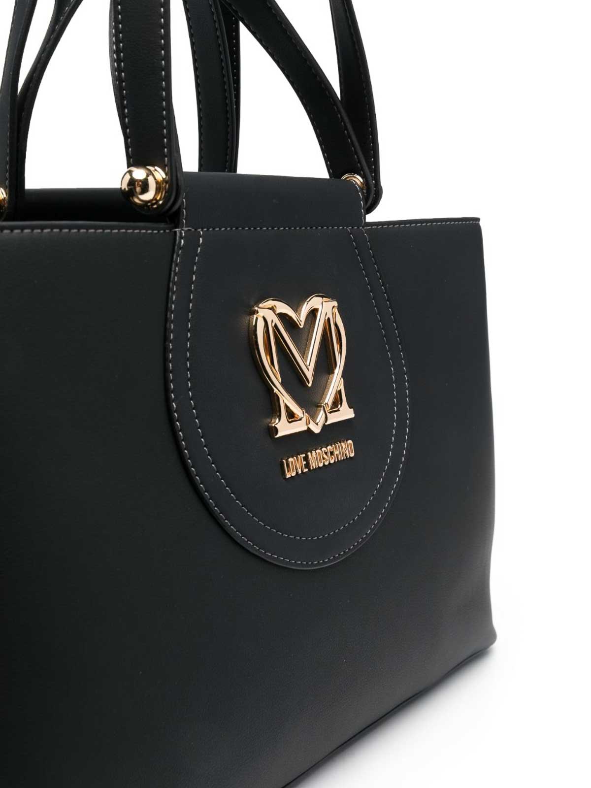 関税込送料無料【LOVE MOSCHINO】トートバッグ ロゴ Love Moschino Women's Canvas Heart Logo Tote Bag - Black