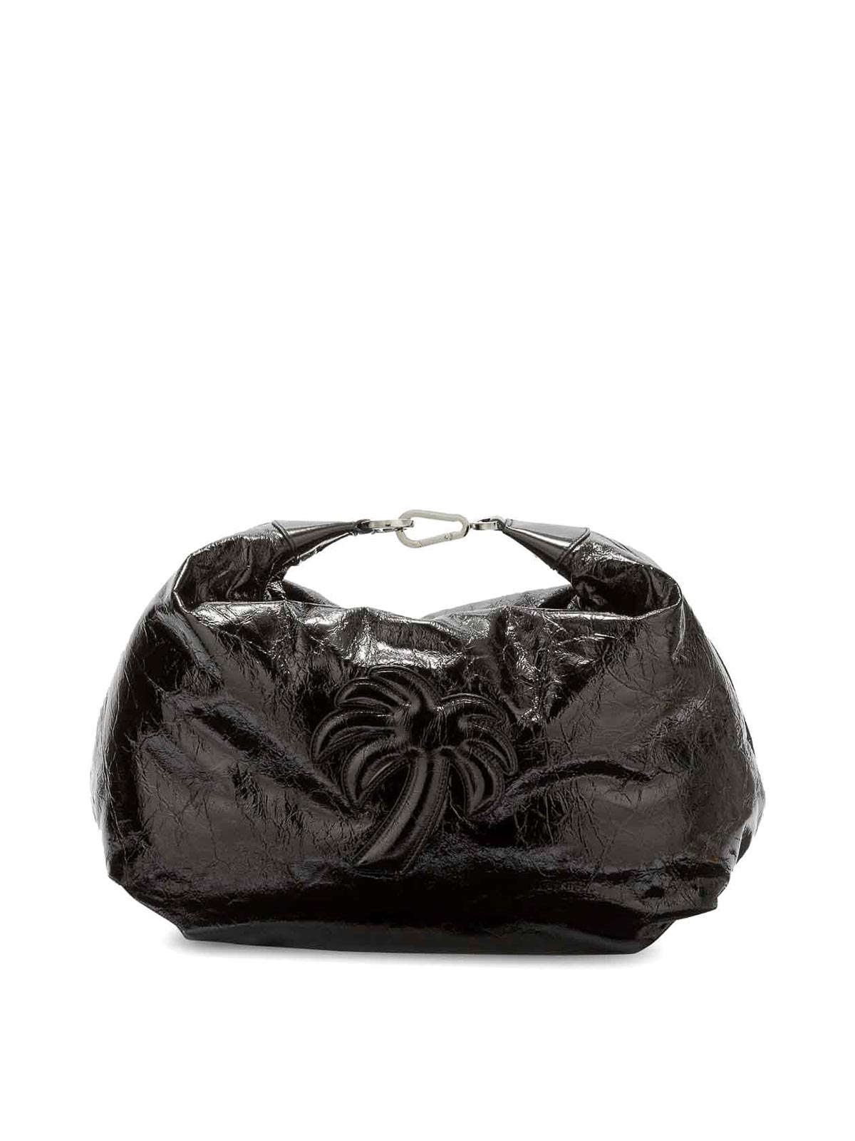 Palm Angels Palm-motif Leather Hobo Bag In Black