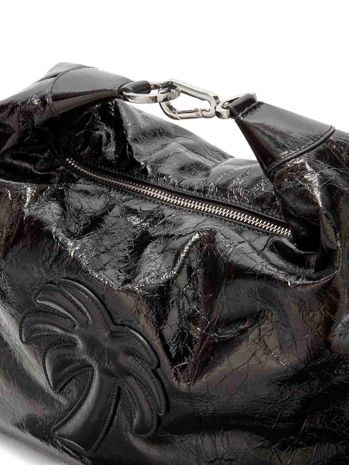 Shop Palm Angels Palm-motif Leather Hobo Bag In Black
