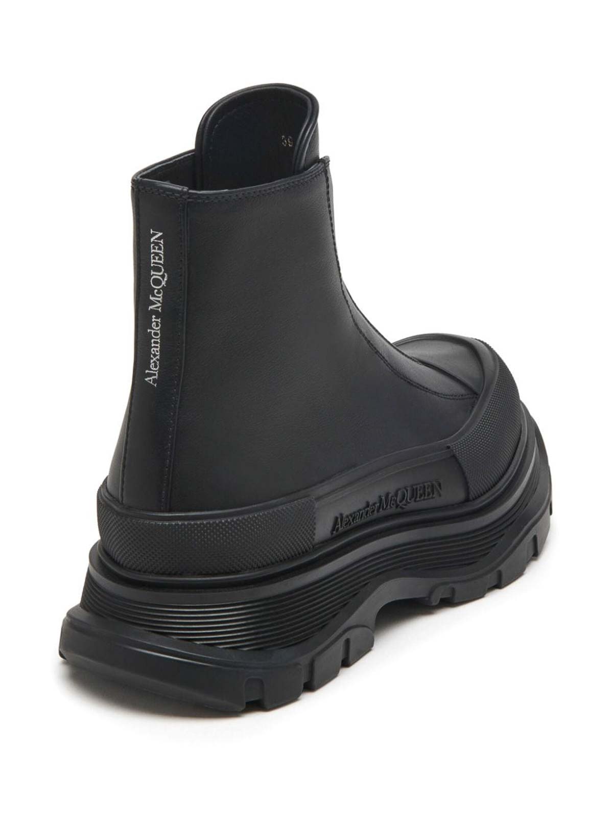 Shop Alexander Mcqueen Tread Slick Leather Boots In Black