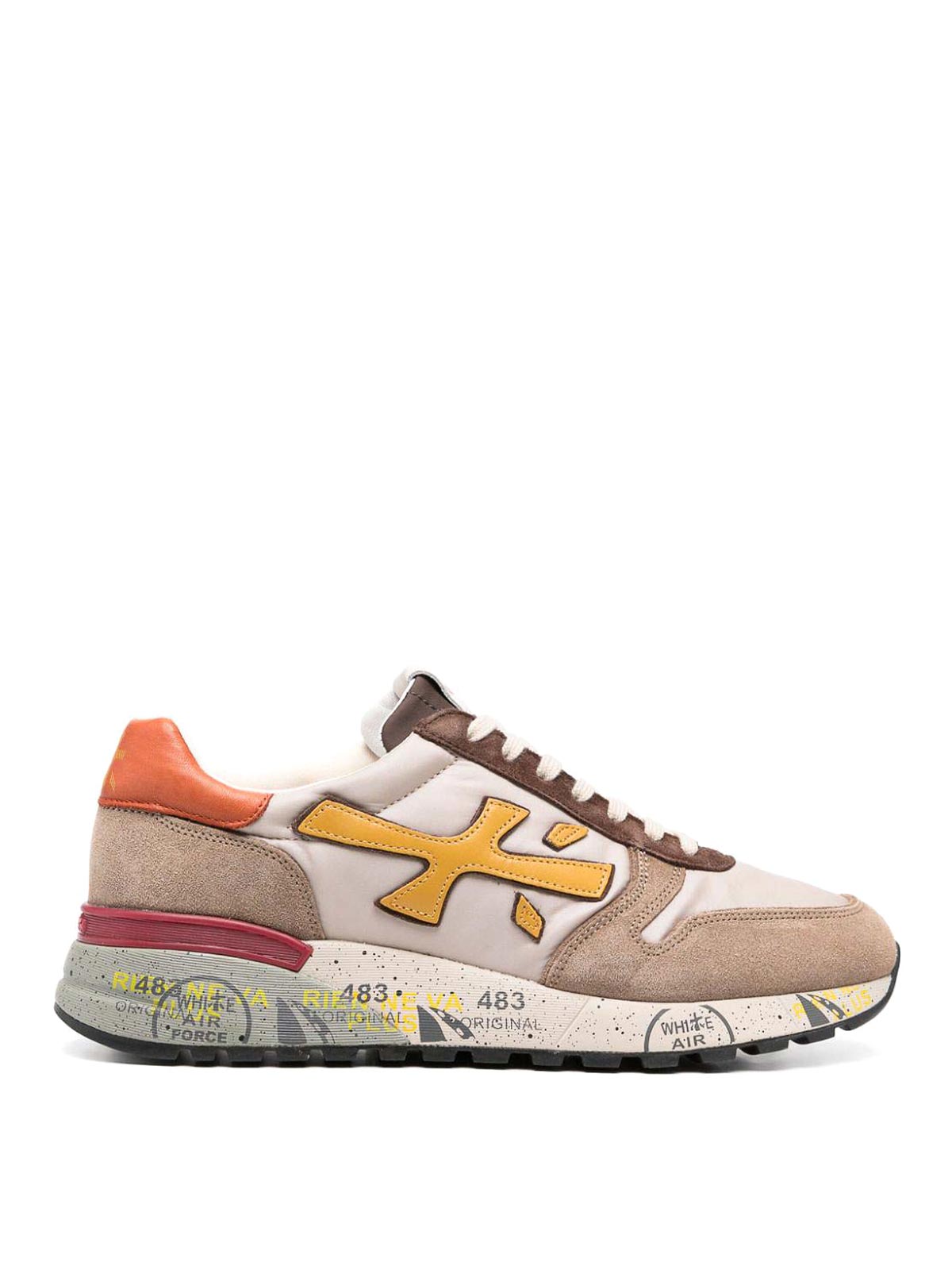 Sneakers Premiata Uomo Mick VAR 7714 - Pelle Vera, Colore Marrone, Taglie Dal 40 Al 45, Nuove Con Scatola