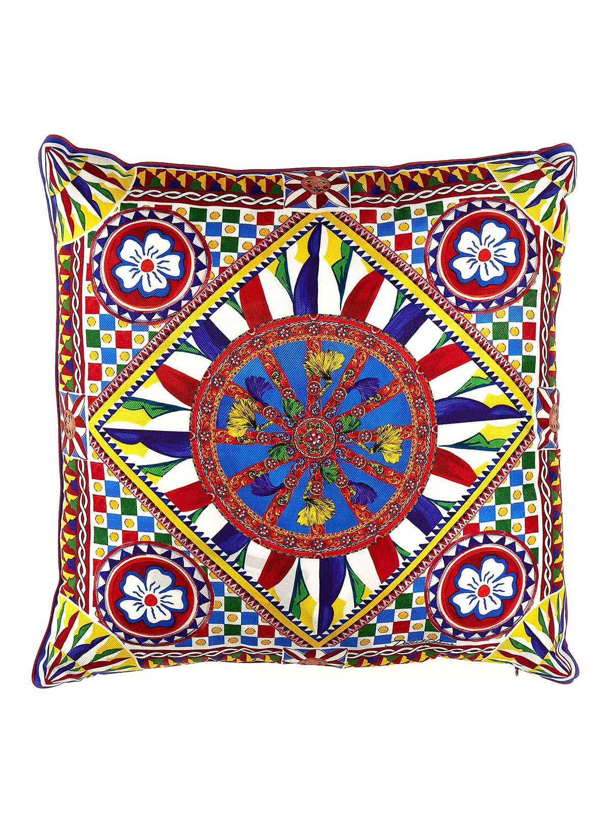 Coussin Décoratif Dolce & Gabbana Carretto – Toile Imprimée – Réversible – Neuf
