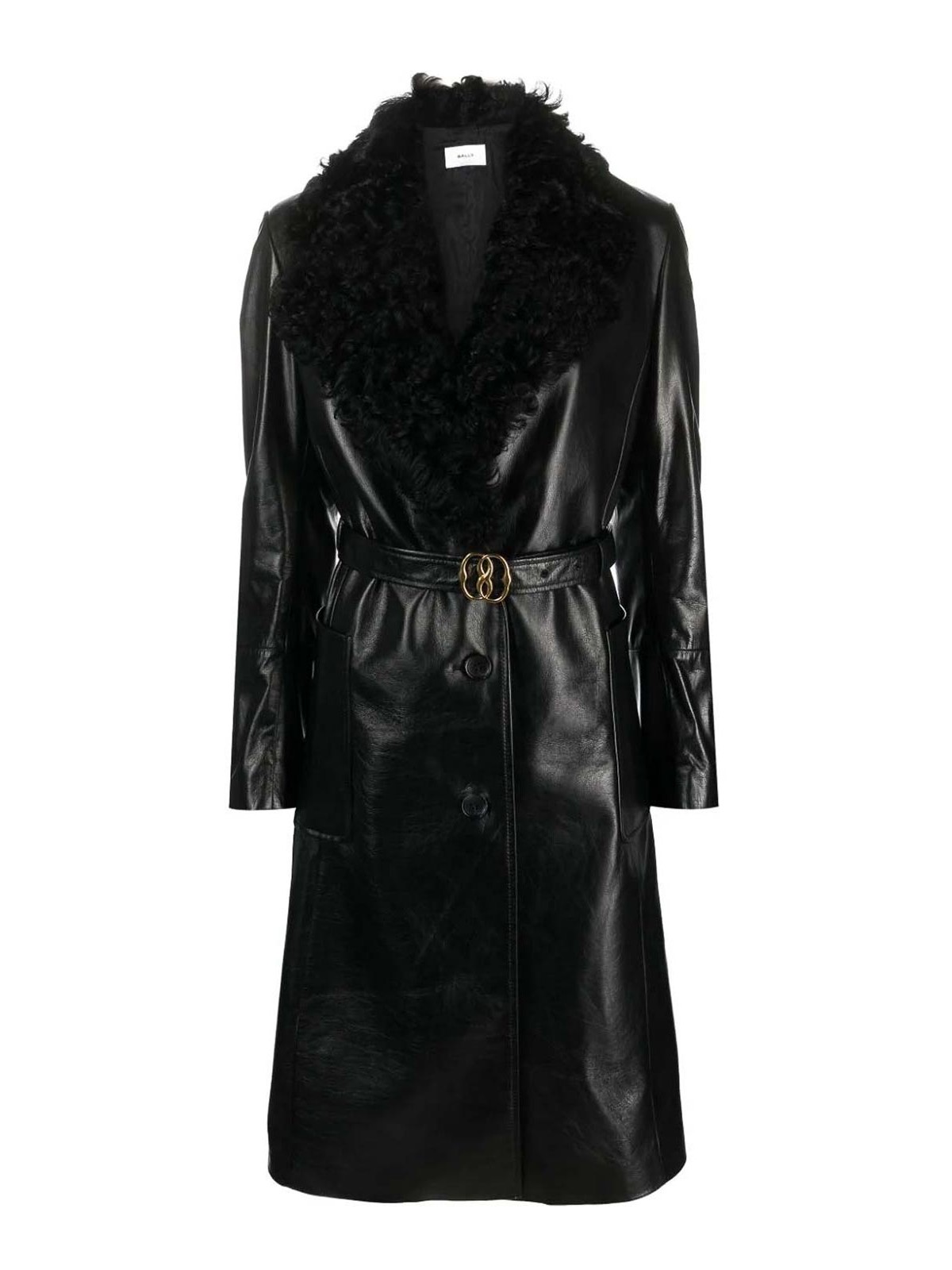 Shop Bally Shearling-collar Leather Trench-coat In Black