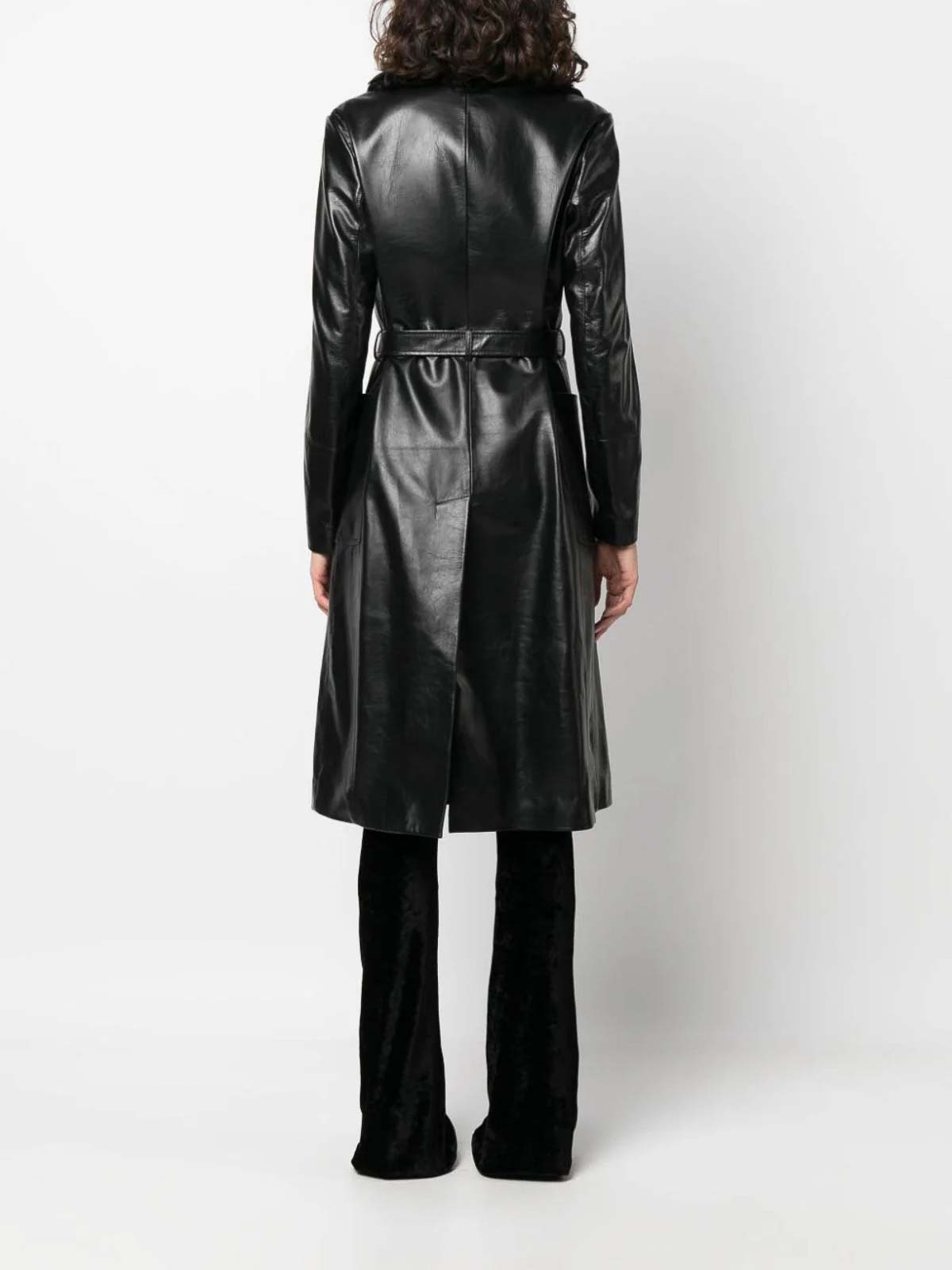 Shop Bally Shearling-collar Leather Trench-coat In Black