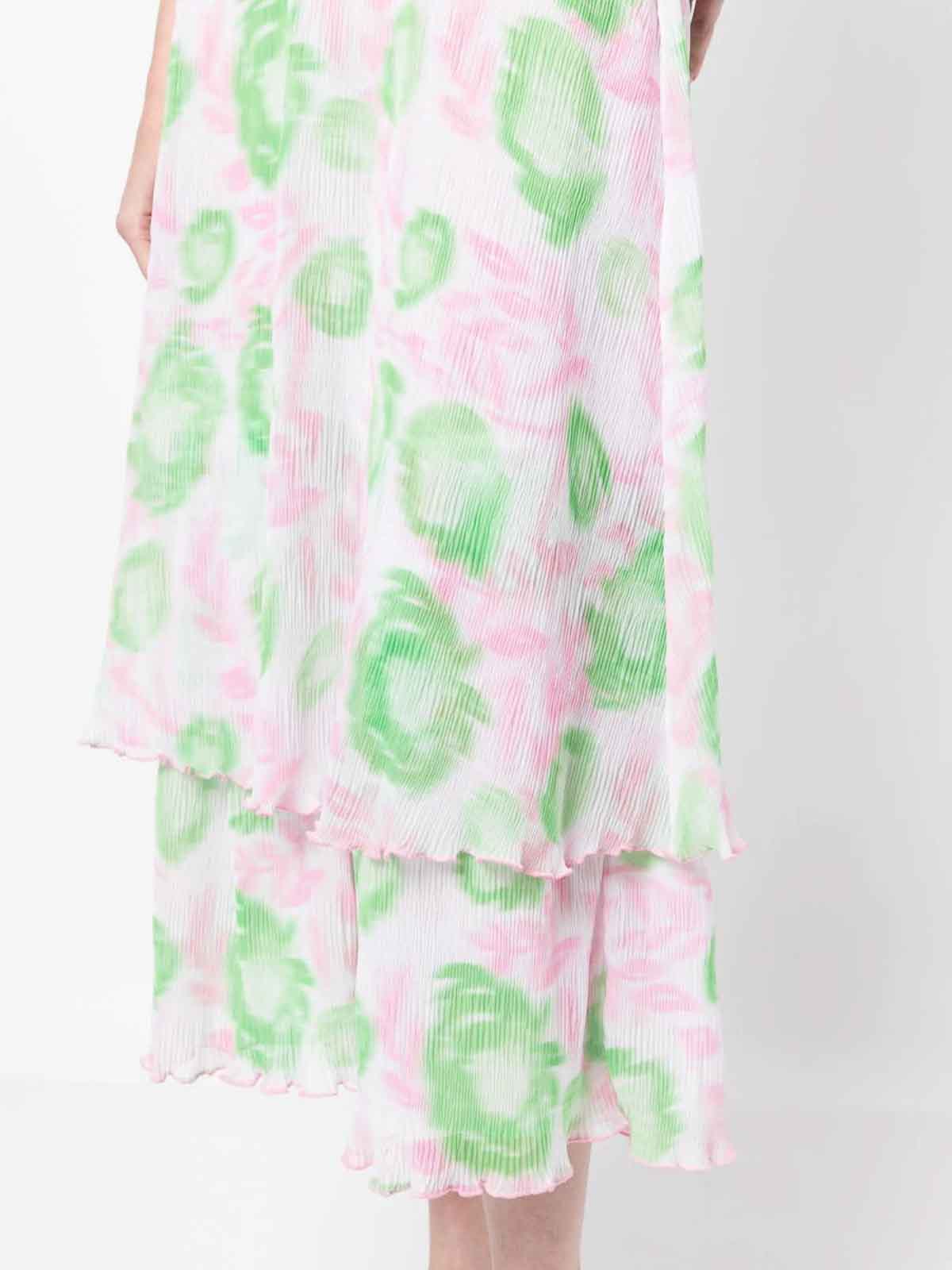 Shop Ganni Floral-print Layered Midi Skirt In Multicolour