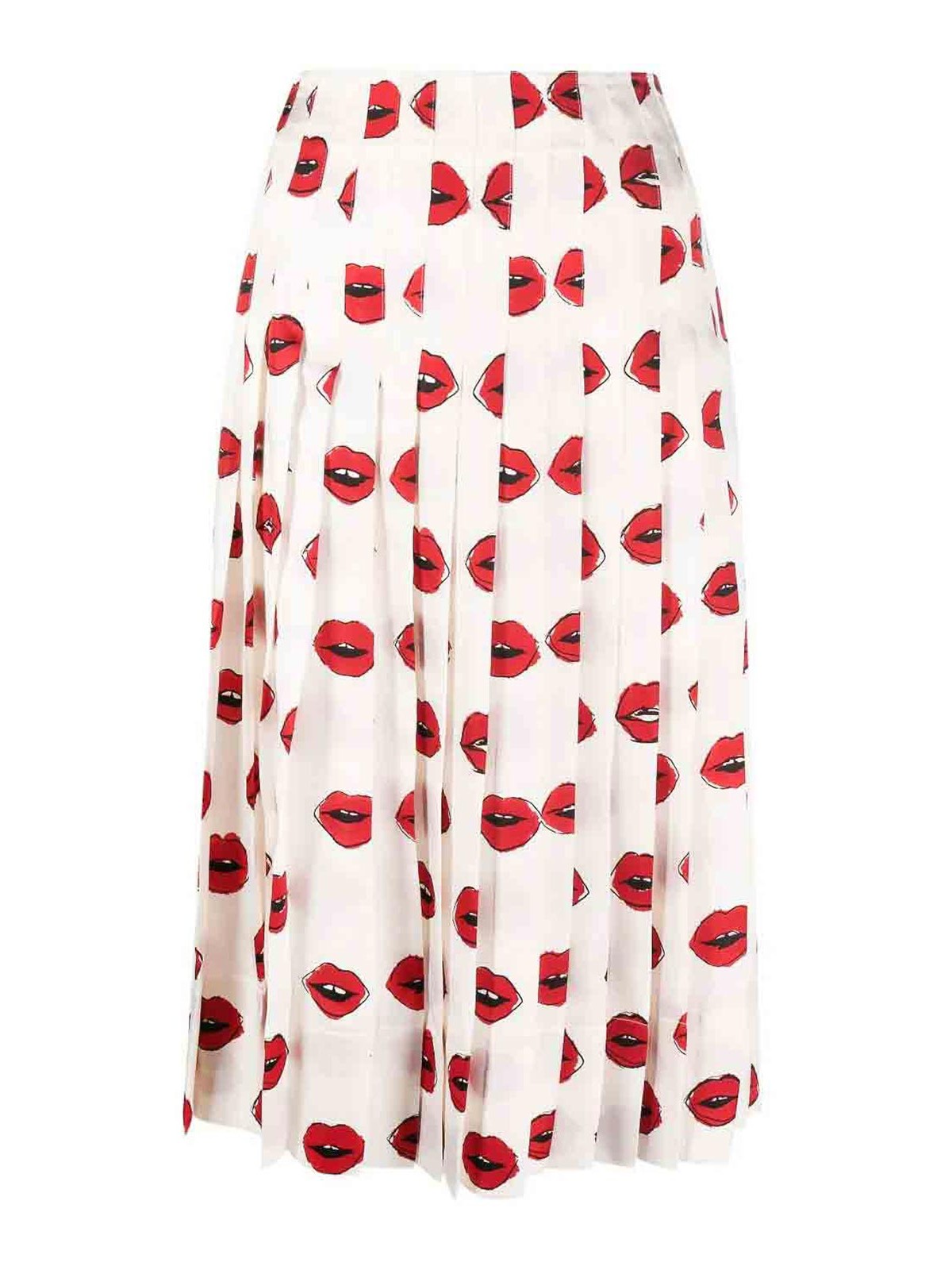 Shop Khaite Tudi Lip-print Skirt In White