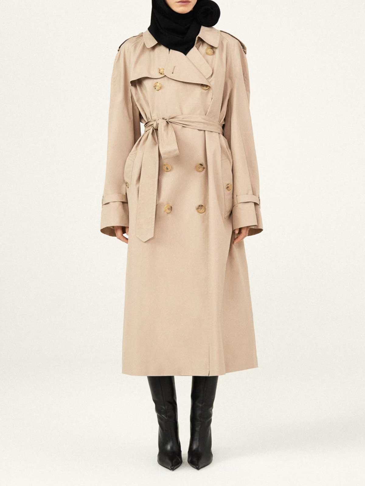 Shop Magda Butrym Double Breasted Trench Coat In Beis