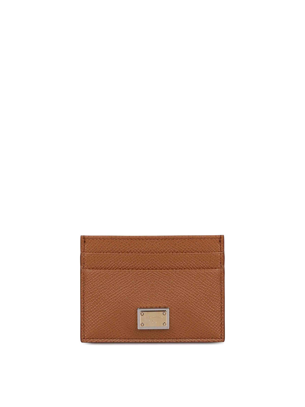 Dolce & Gabbana Dauphine Card Holder With Logo Plaque In Brown