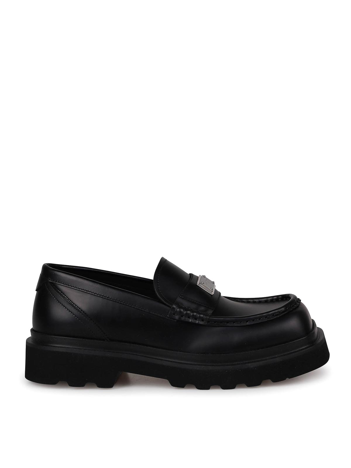 Dolce & Gabbana Loafers With Logo Plaque In Negro
