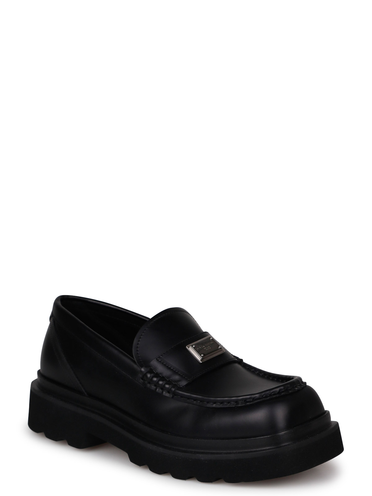 Shop Dolce & Gabbana Loafers With Logo Plaque In Negro