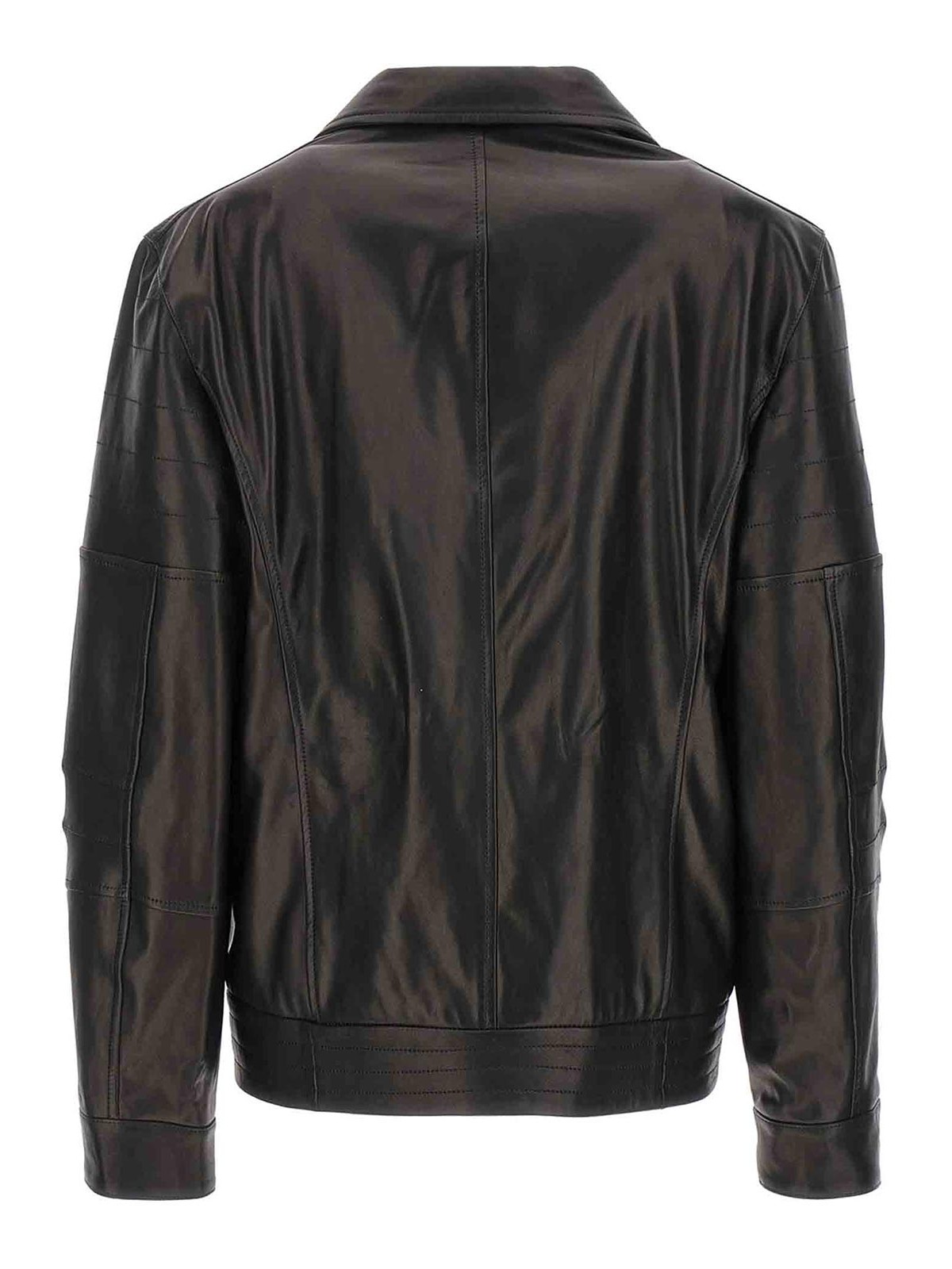 Shop Brunello Cucinelli Leather Biker Jacket In Black