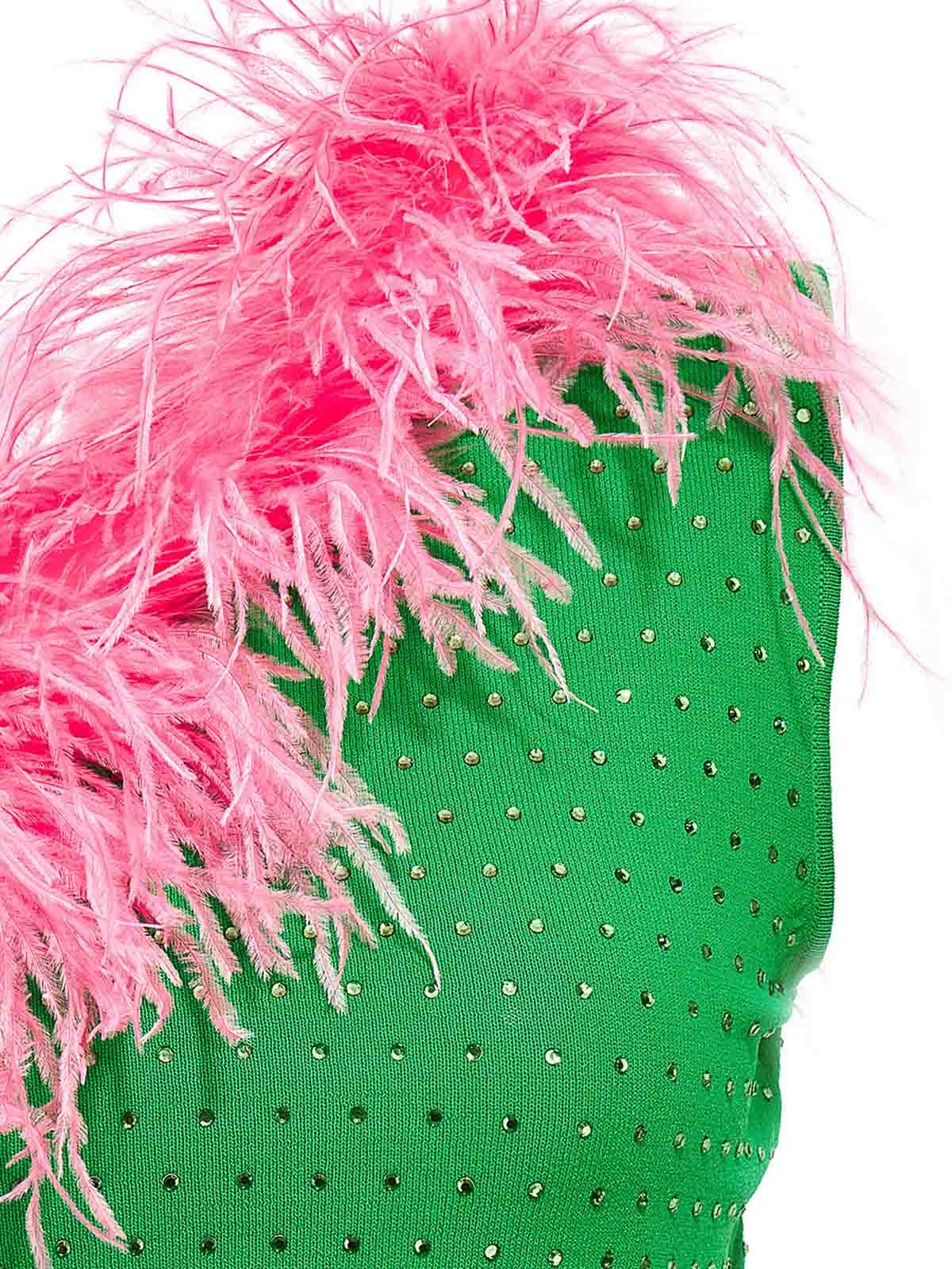 Shop Chiara Ferragni Feather Sequin One Shoulder Top In Multicolour