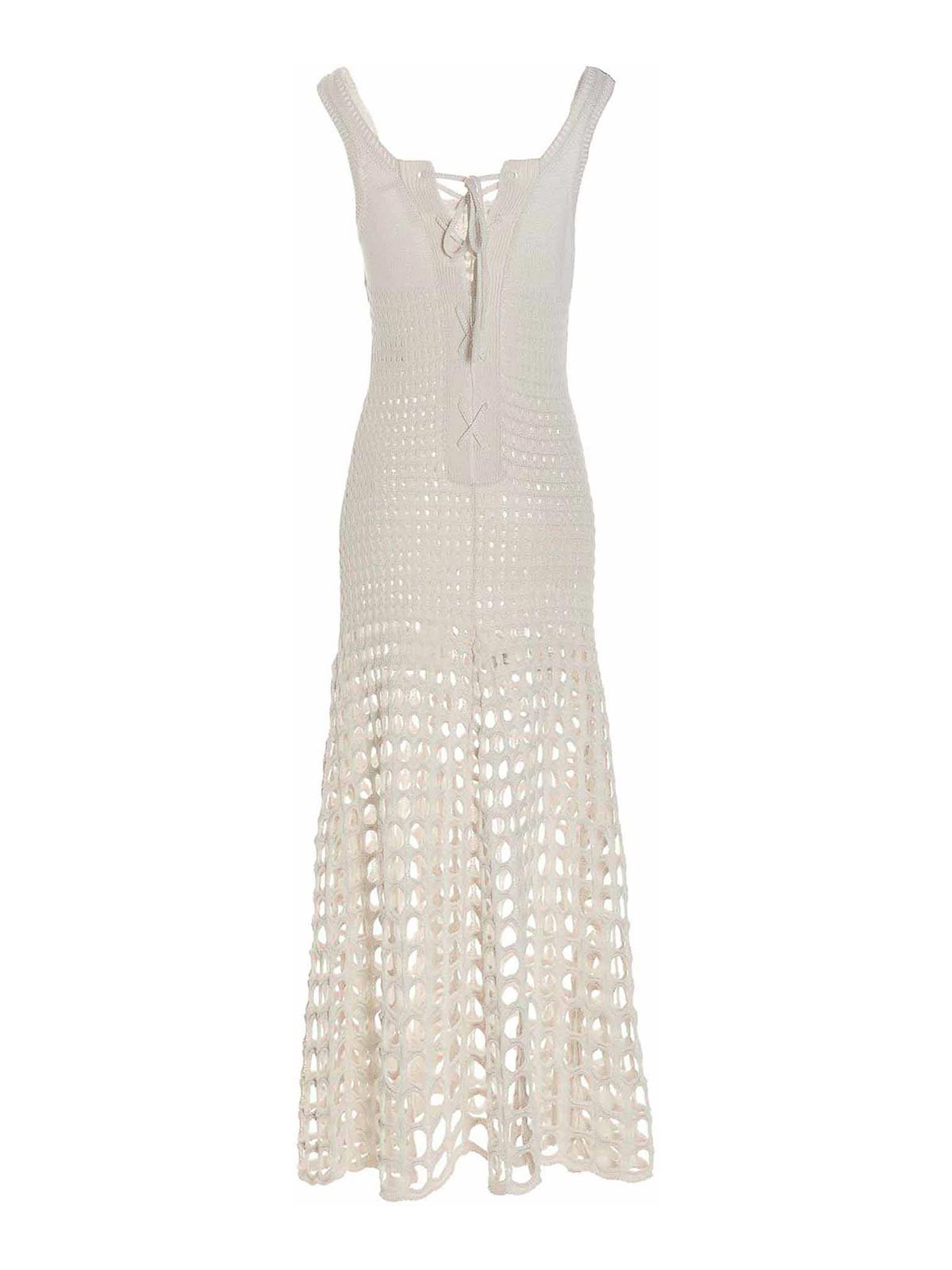 Shop Chloé Macram Dress In Blanco