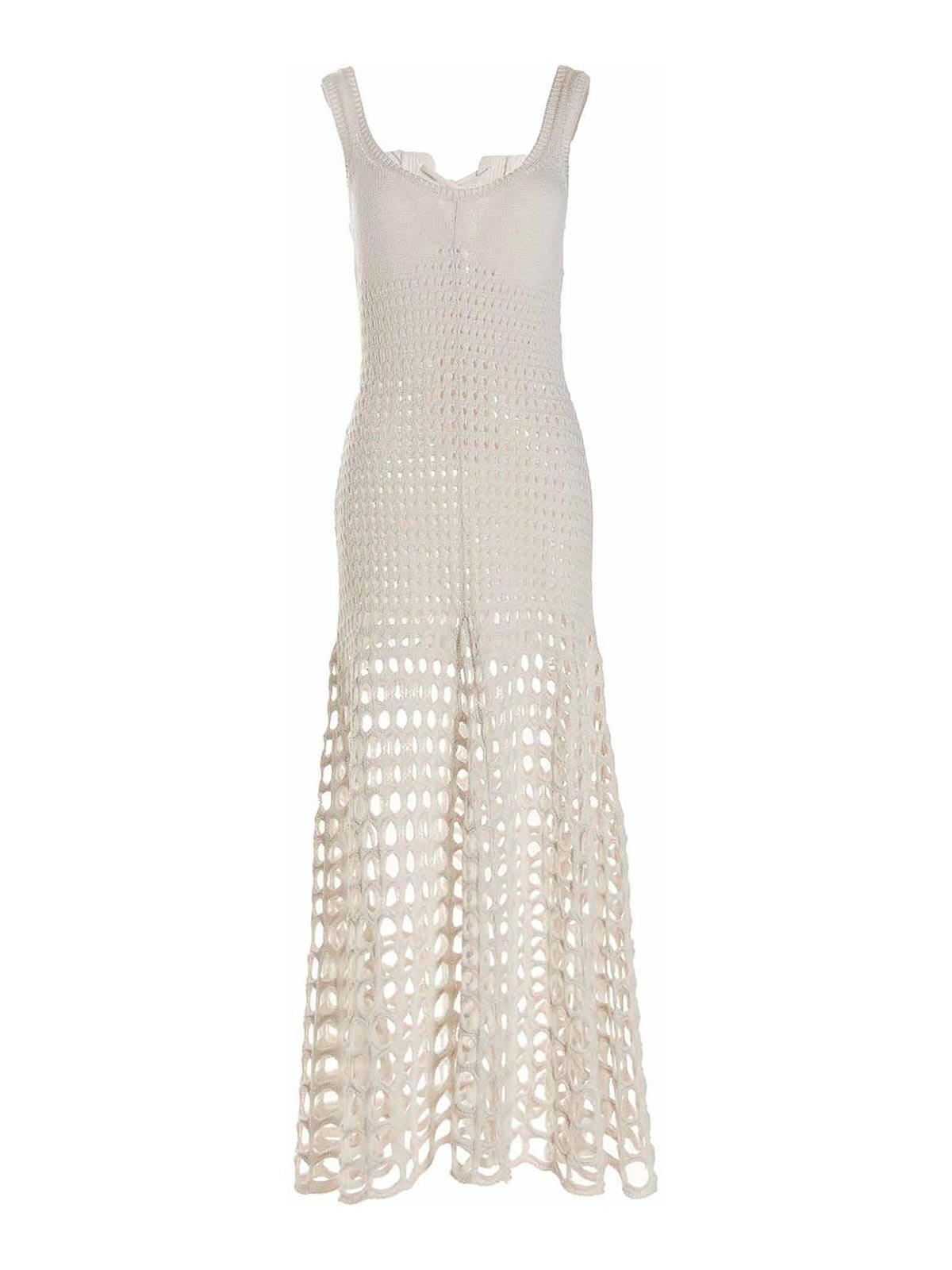 Shop Chloé Macram Dress In Blanco