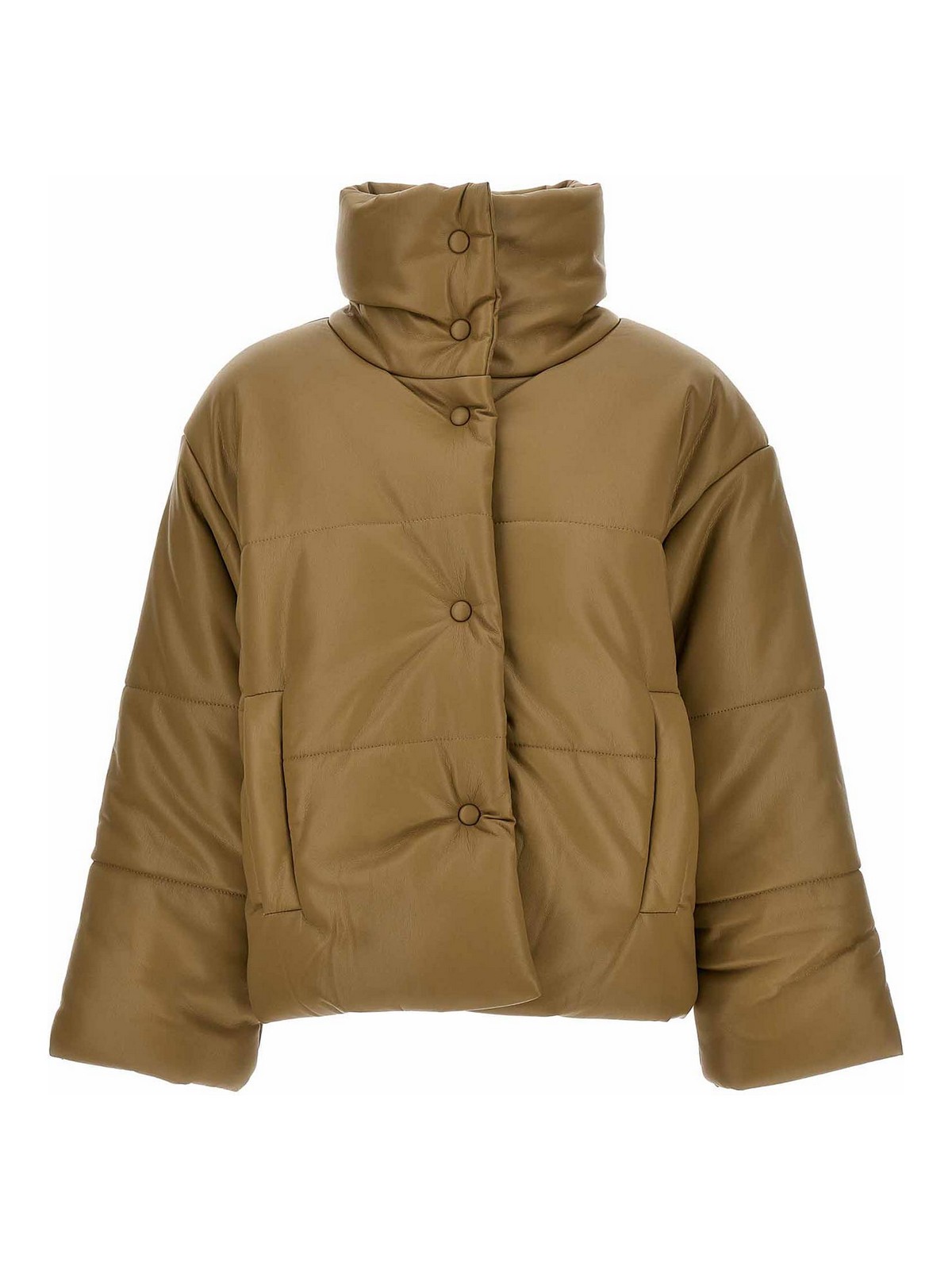 Shop Nanushka Okobor™ Alt-leather Puffer Jacket In Beis
