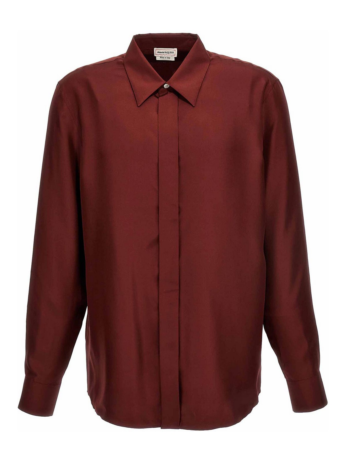 Shop Alexander Mcqueen Silk Shirt In Dark Red