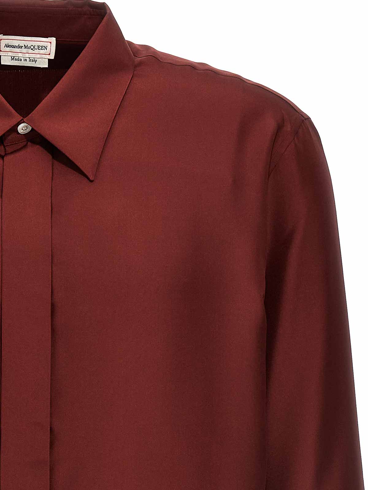 Shop Alexander Mcqueen Silk Shirt In Dark Red