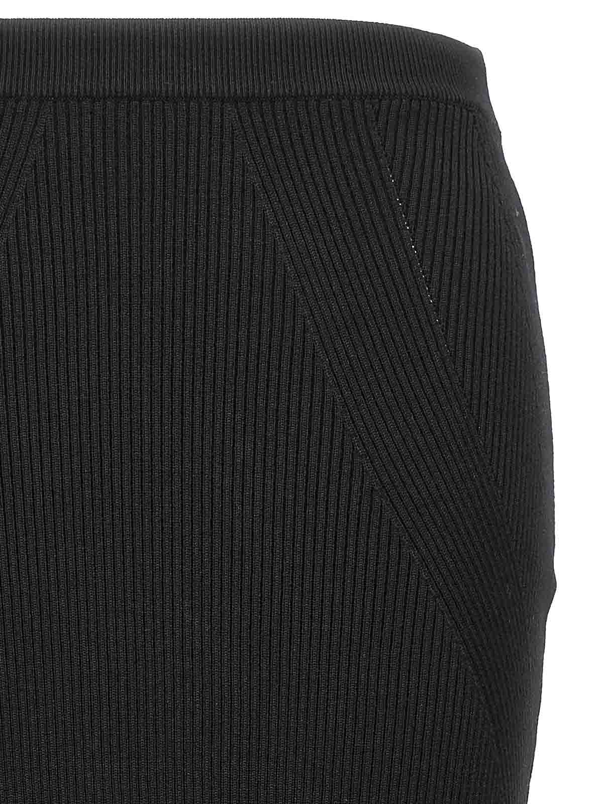 Shop Alexander Mcqueen Ribbed Midi Skirt In Negro