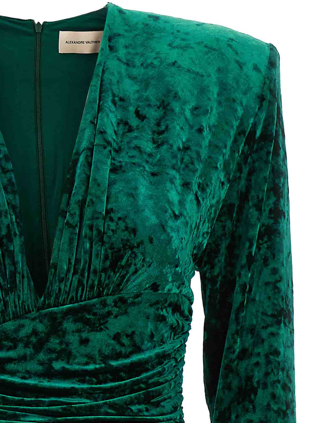 Alexandre Vauthier Long velvet dress|233DR1983CYPRESSGREEN Alexandre Vauthier Long velvet dress|233DR1983CYPRESSGREEN