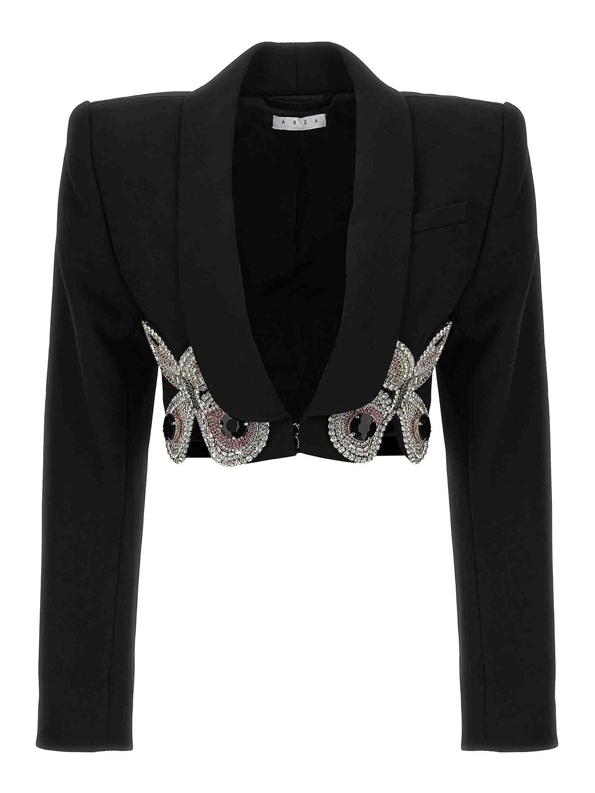 Shop Area Blazer Embroidered Butterfly Cropped In Negro