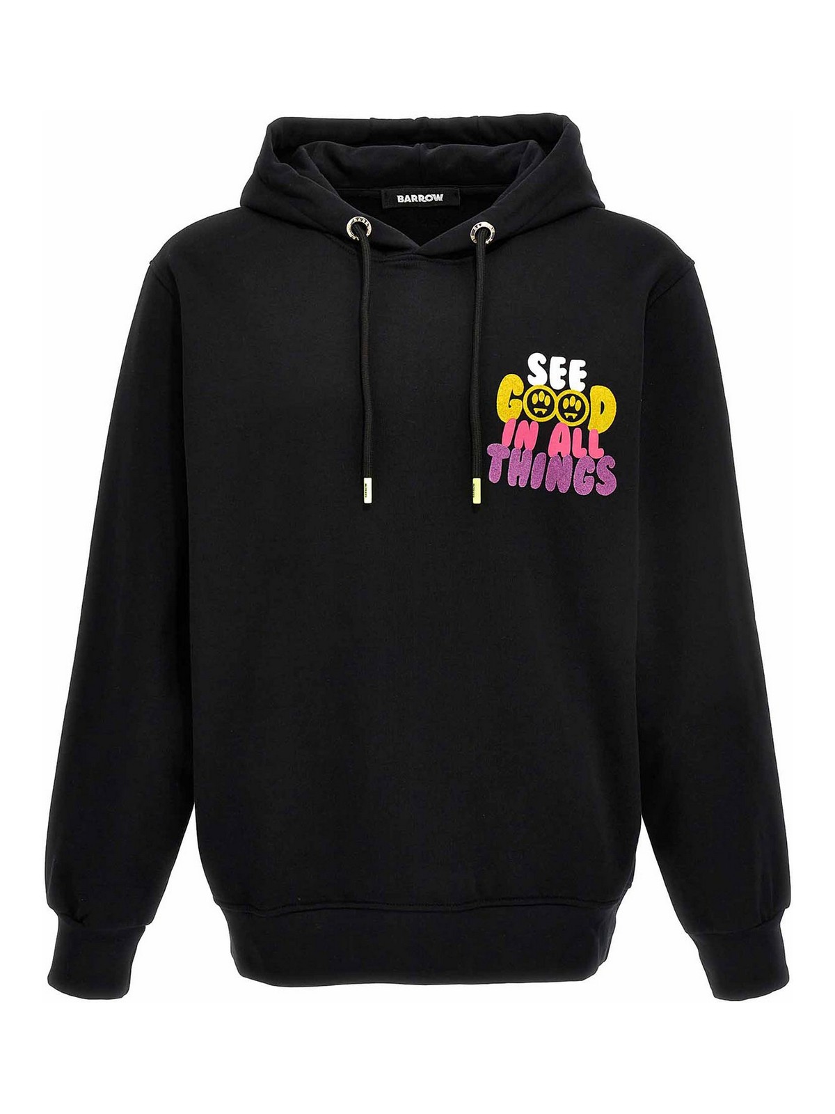 『Barrow』グラフィックプリント ドローストリングフーディ Barrow Printed hoodie - Black - Men | F3BWUAHS159110 | thebs.com