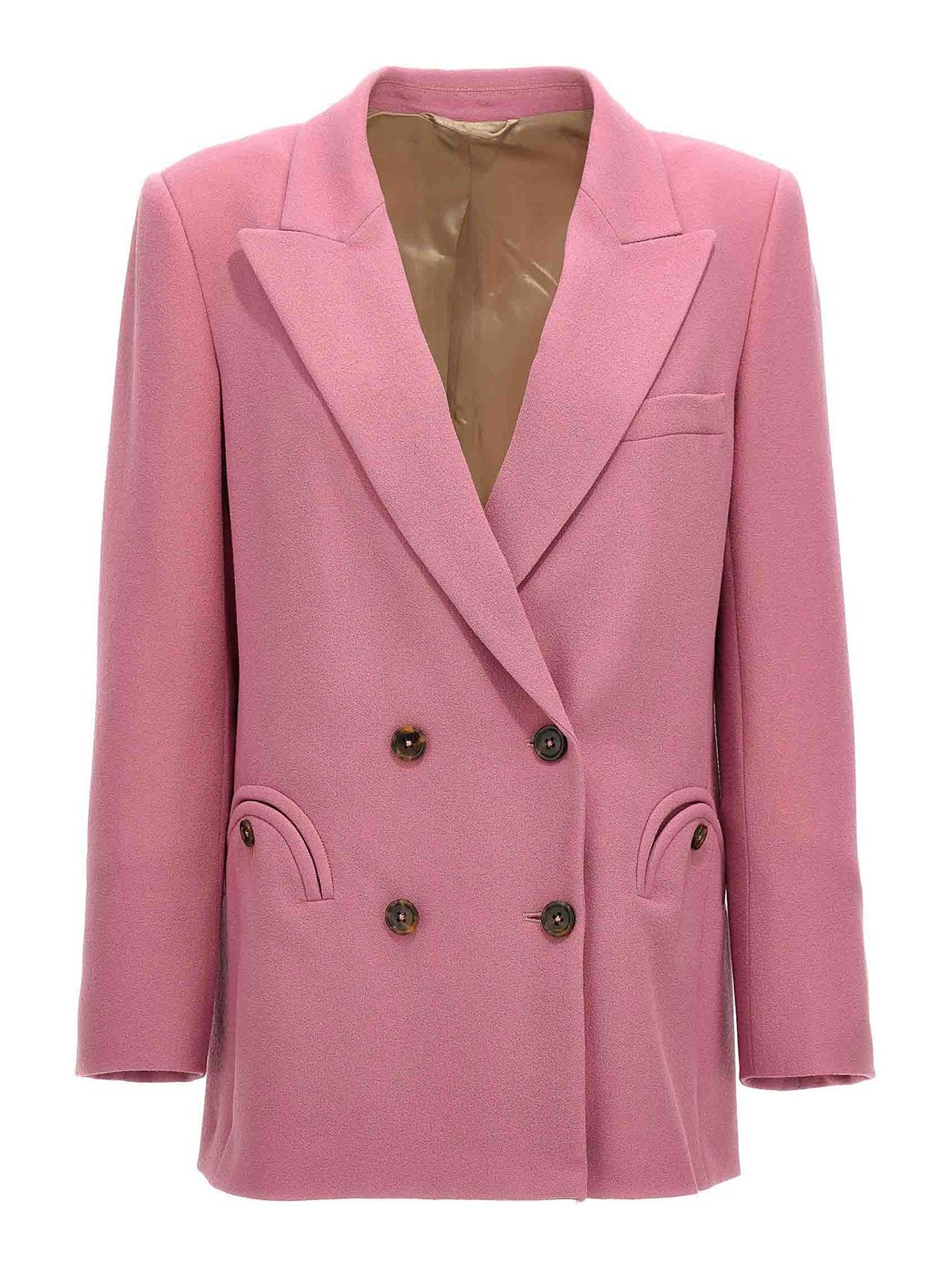 Blazé Milano Everynight Double Breasted Peak Lapel Blazer In Nude & Neutrals