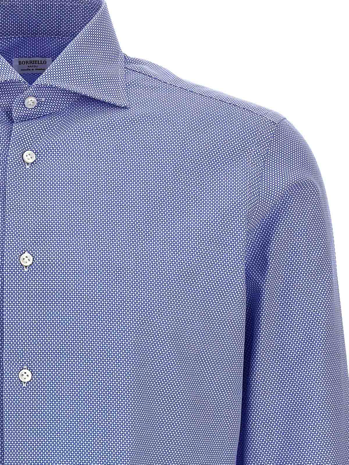 Shop Borriello Napoli Micro Operated Shirt In Light Blue