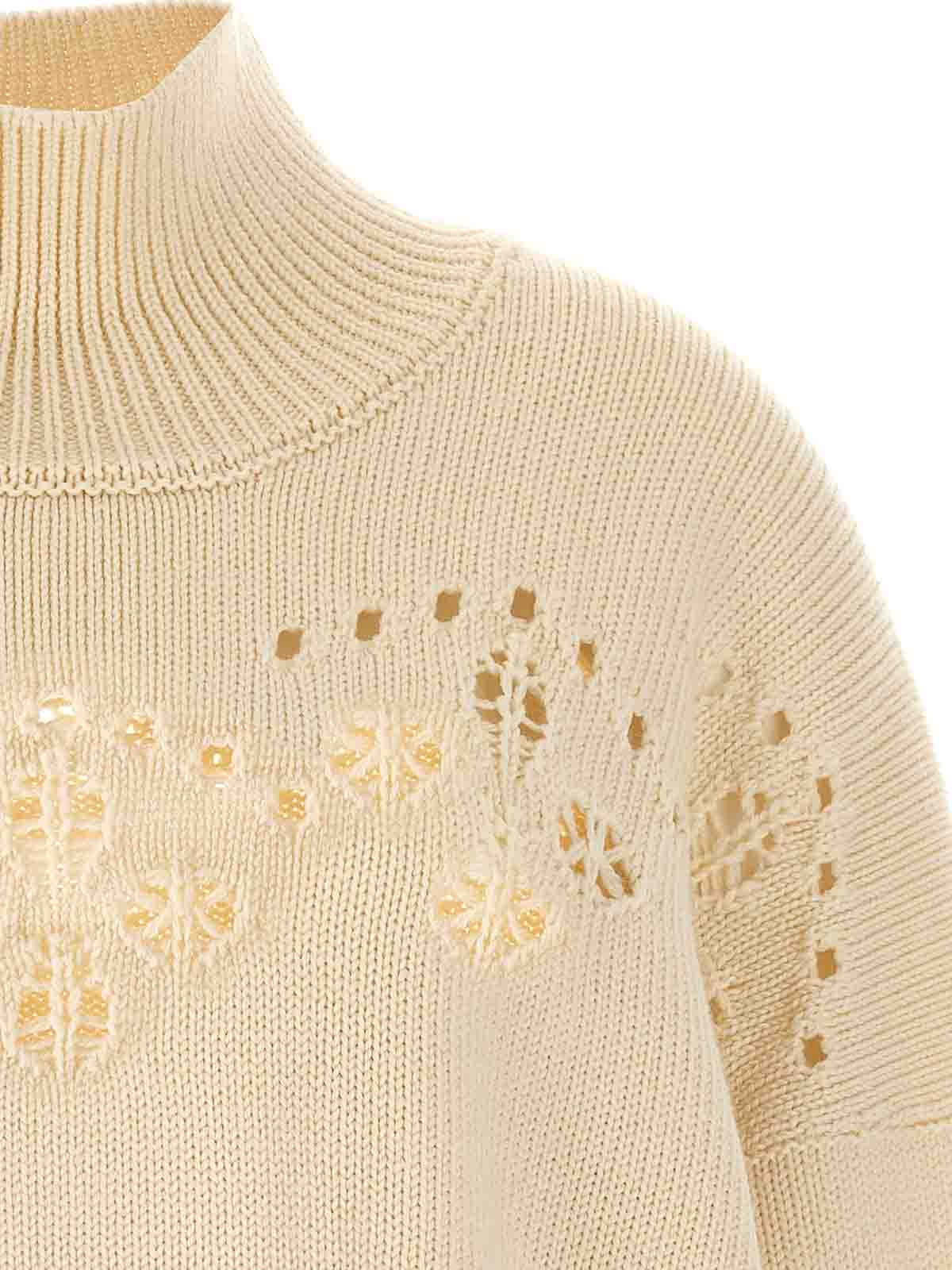 Shop Chloé Intarsia Sweater In Blanco