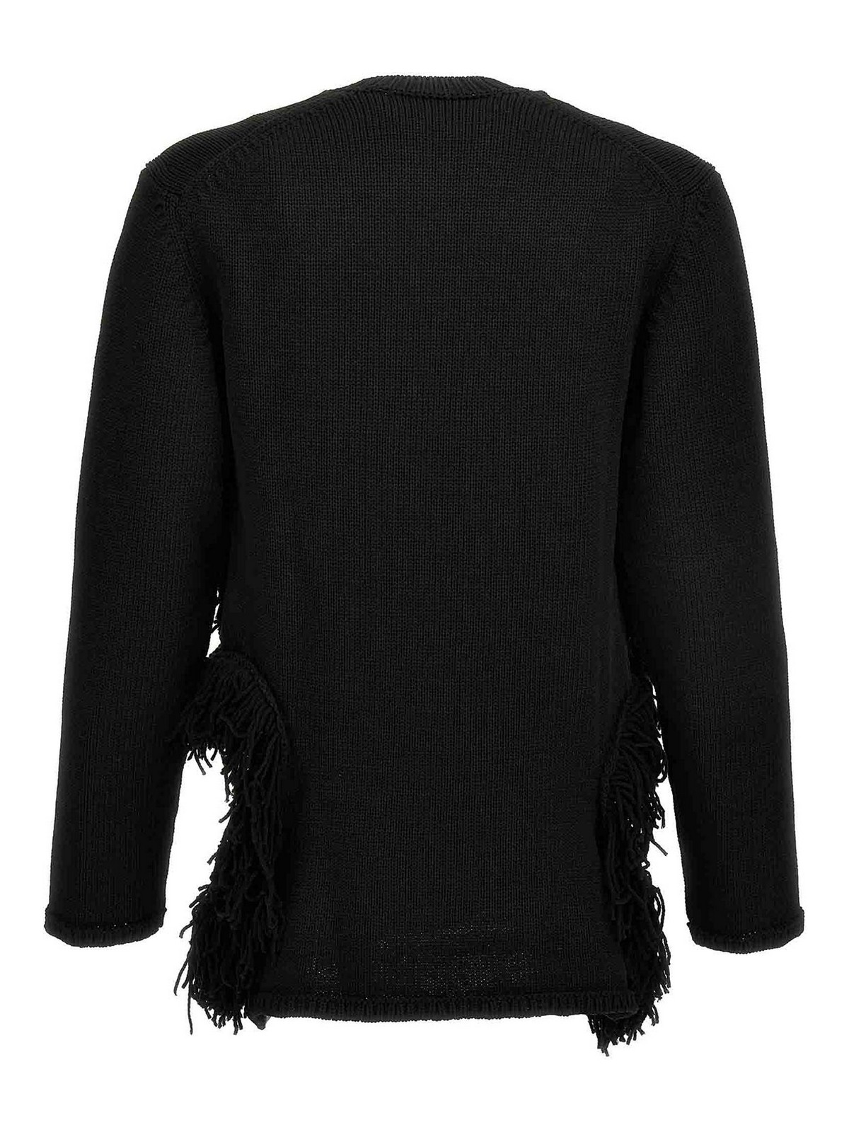 Shop Comme Des Garcons Hommes Plus Cut-out And Fringed Sweater In Black